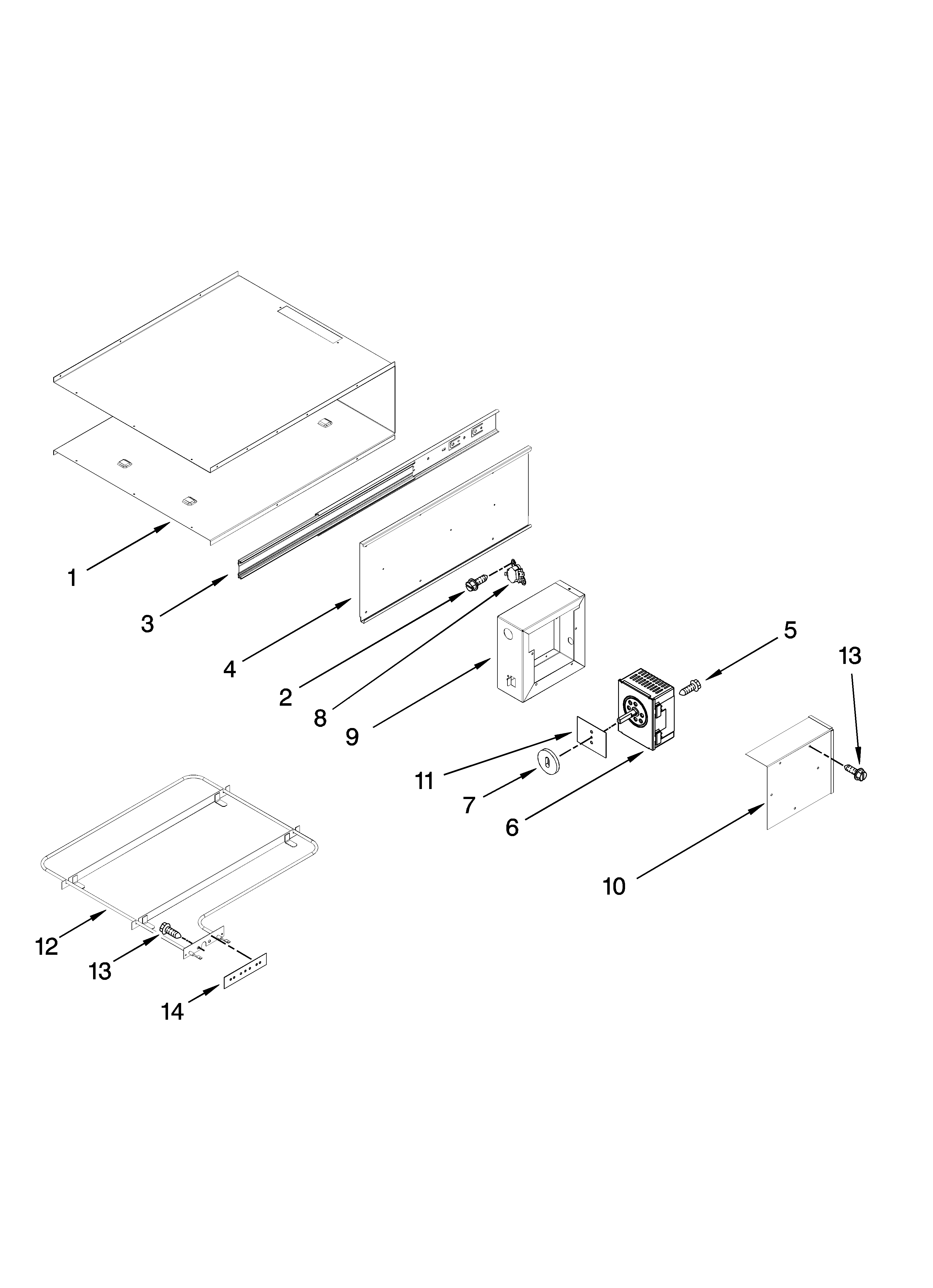 Internal warming drawer parts