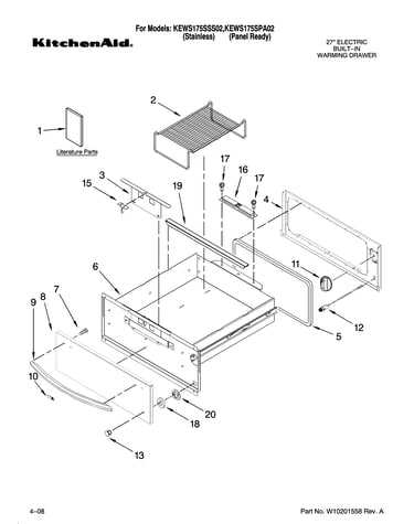 Control, door and drawer parts