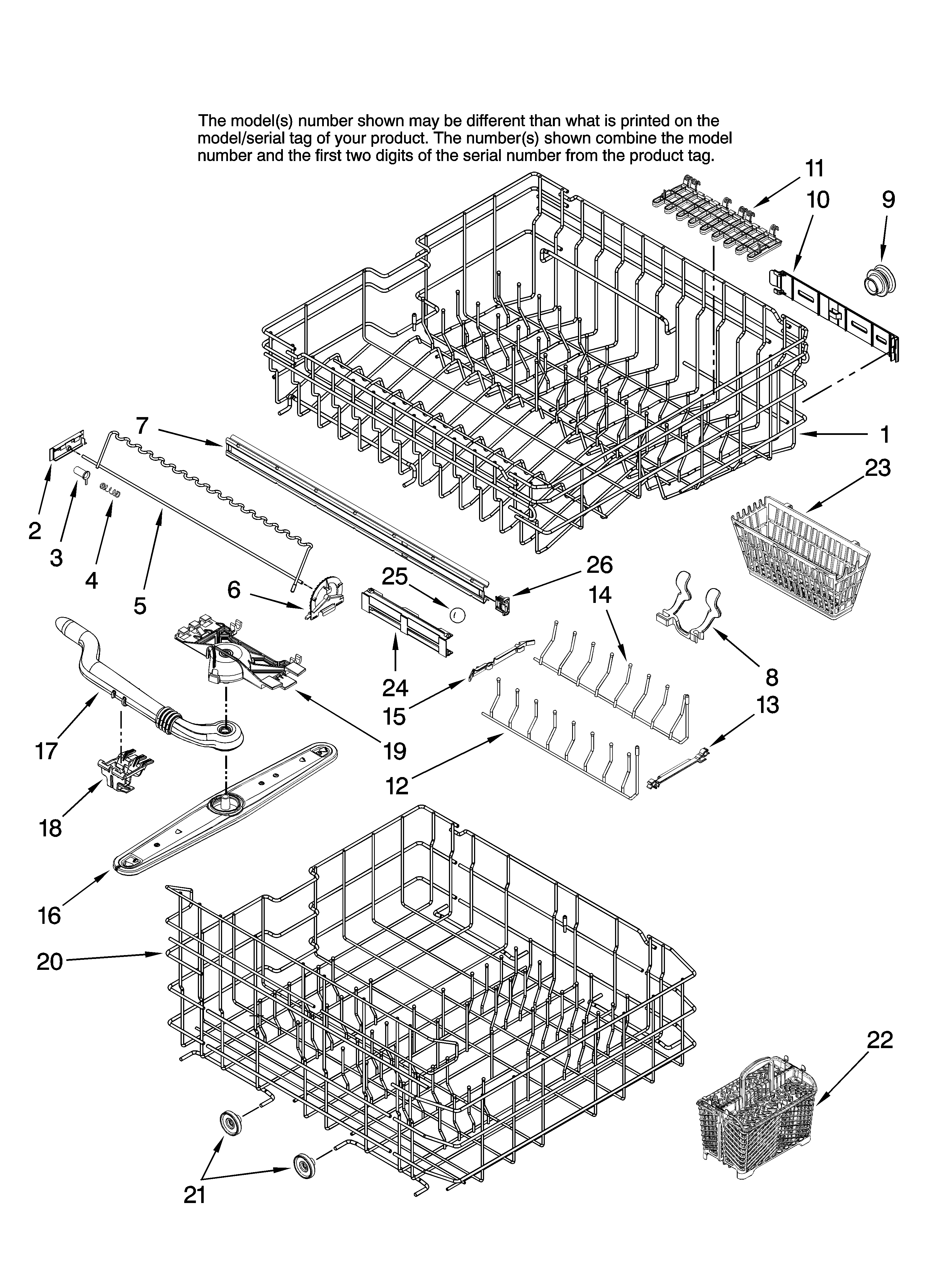 Upper and lower rack parts