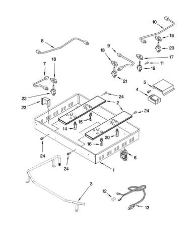 Burner box, gas valves, and switches, optional parts (