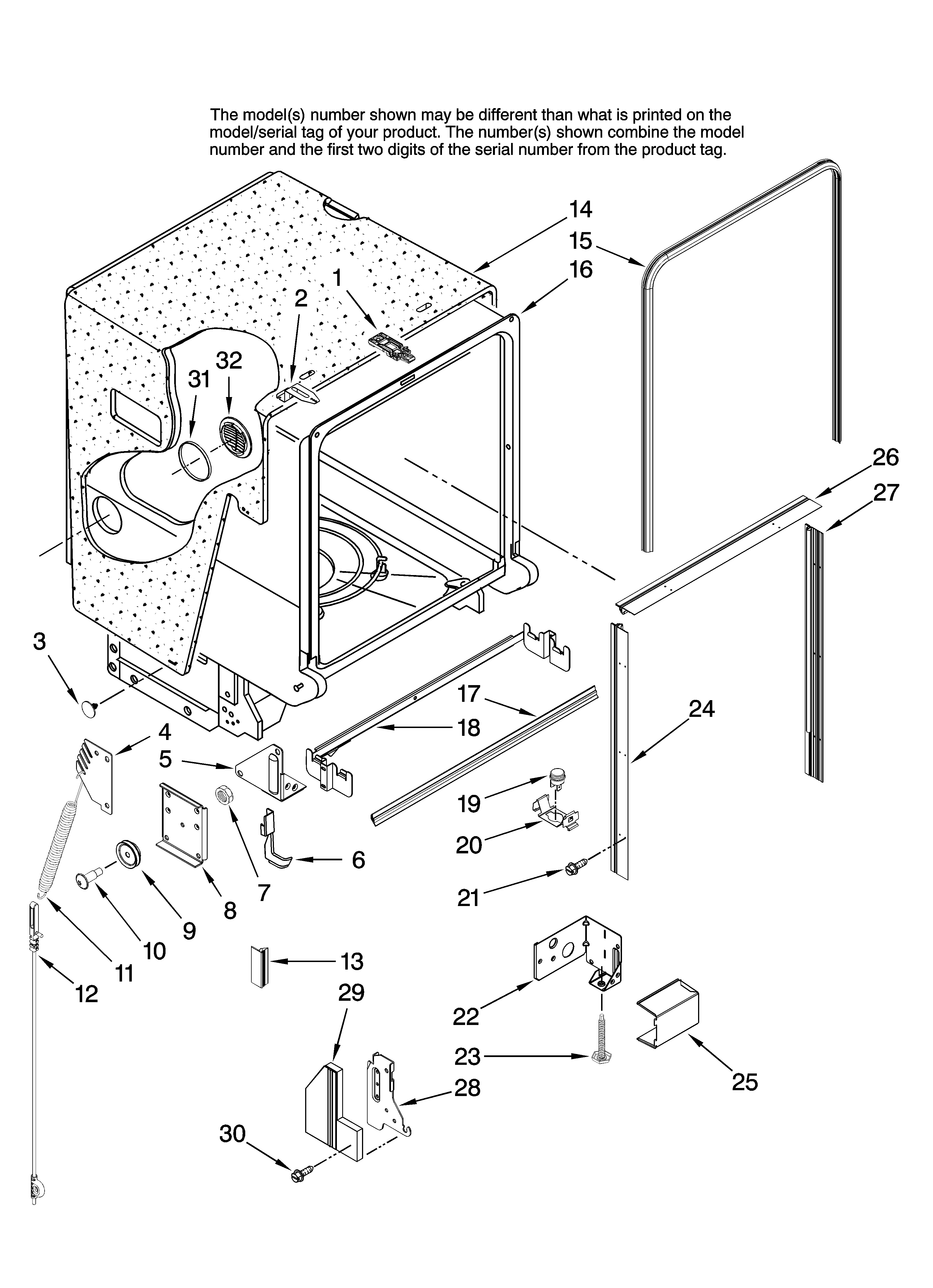 Tub and frame parts