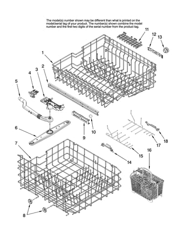 Upper and lower rack parts