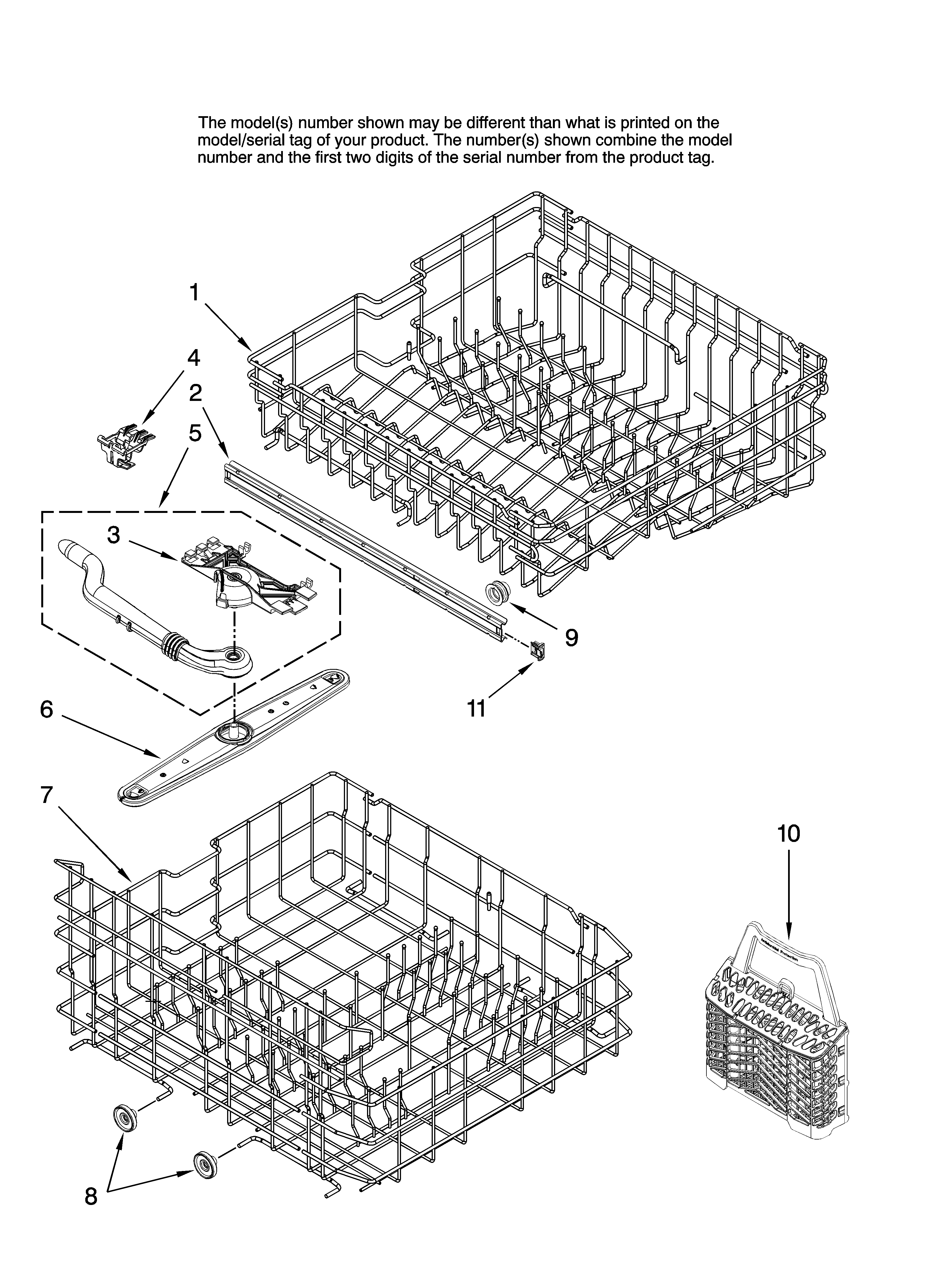 Upper and lower rack parts