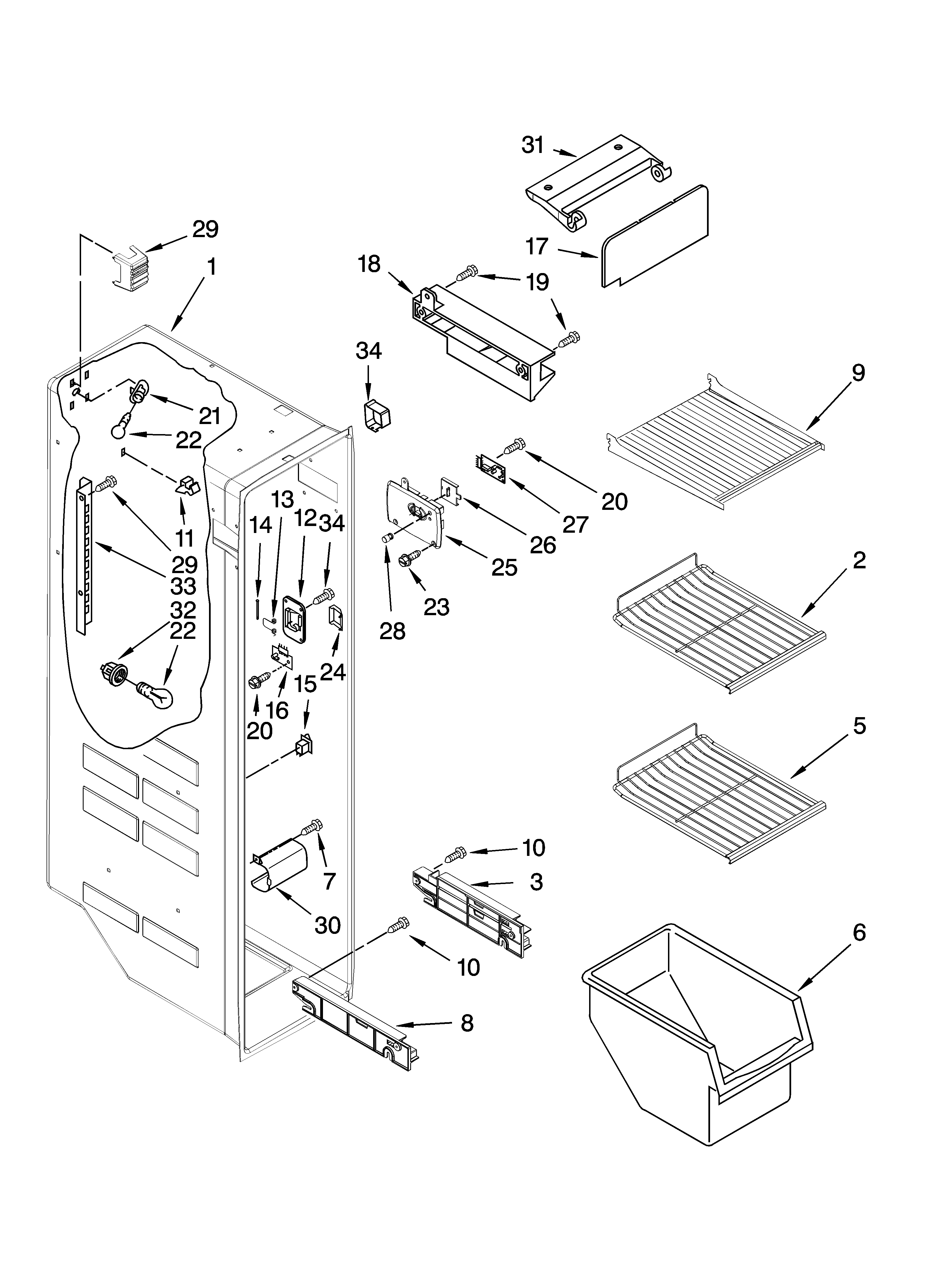 Freezer liner parts