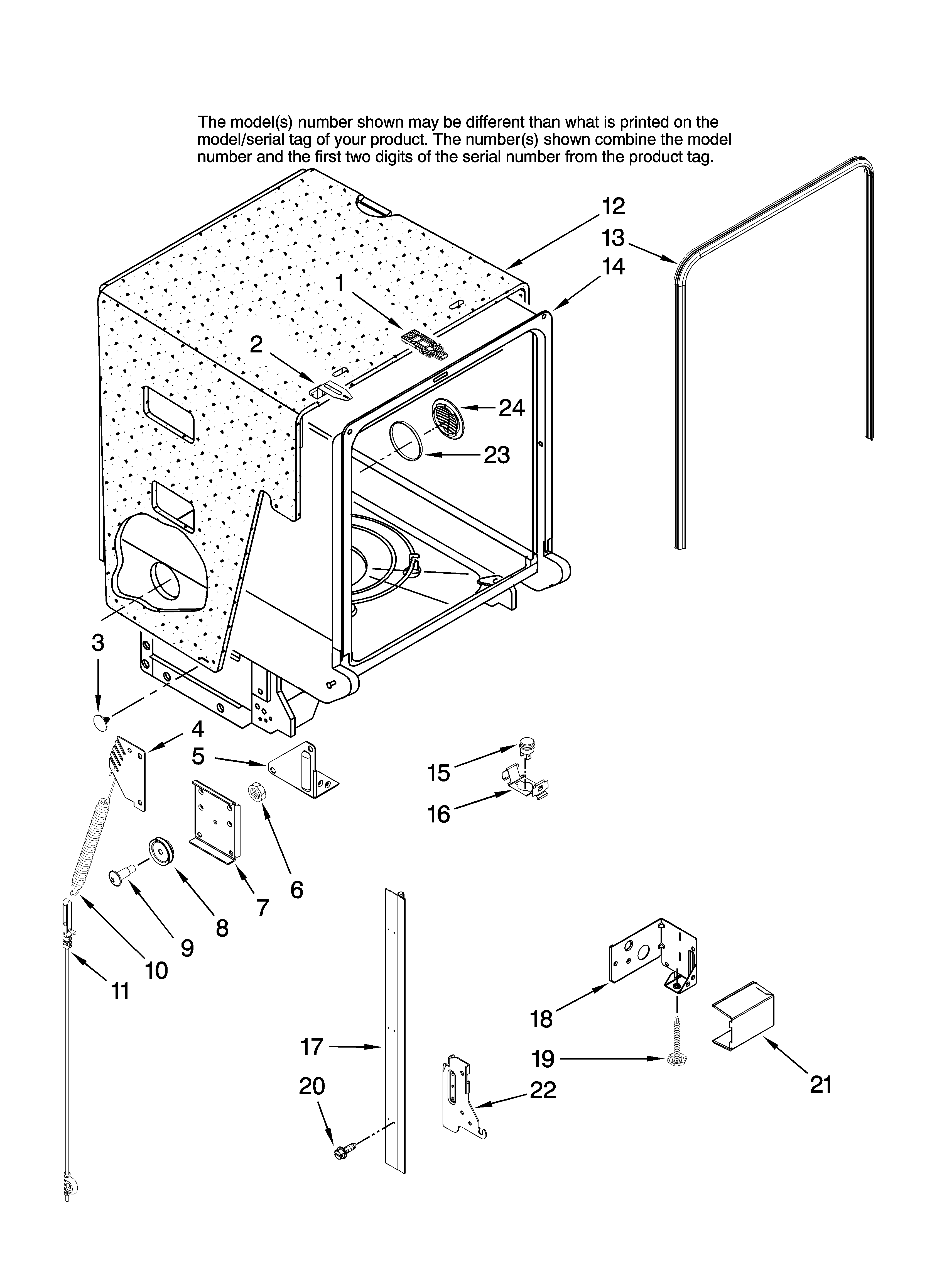 Tub and frame parts