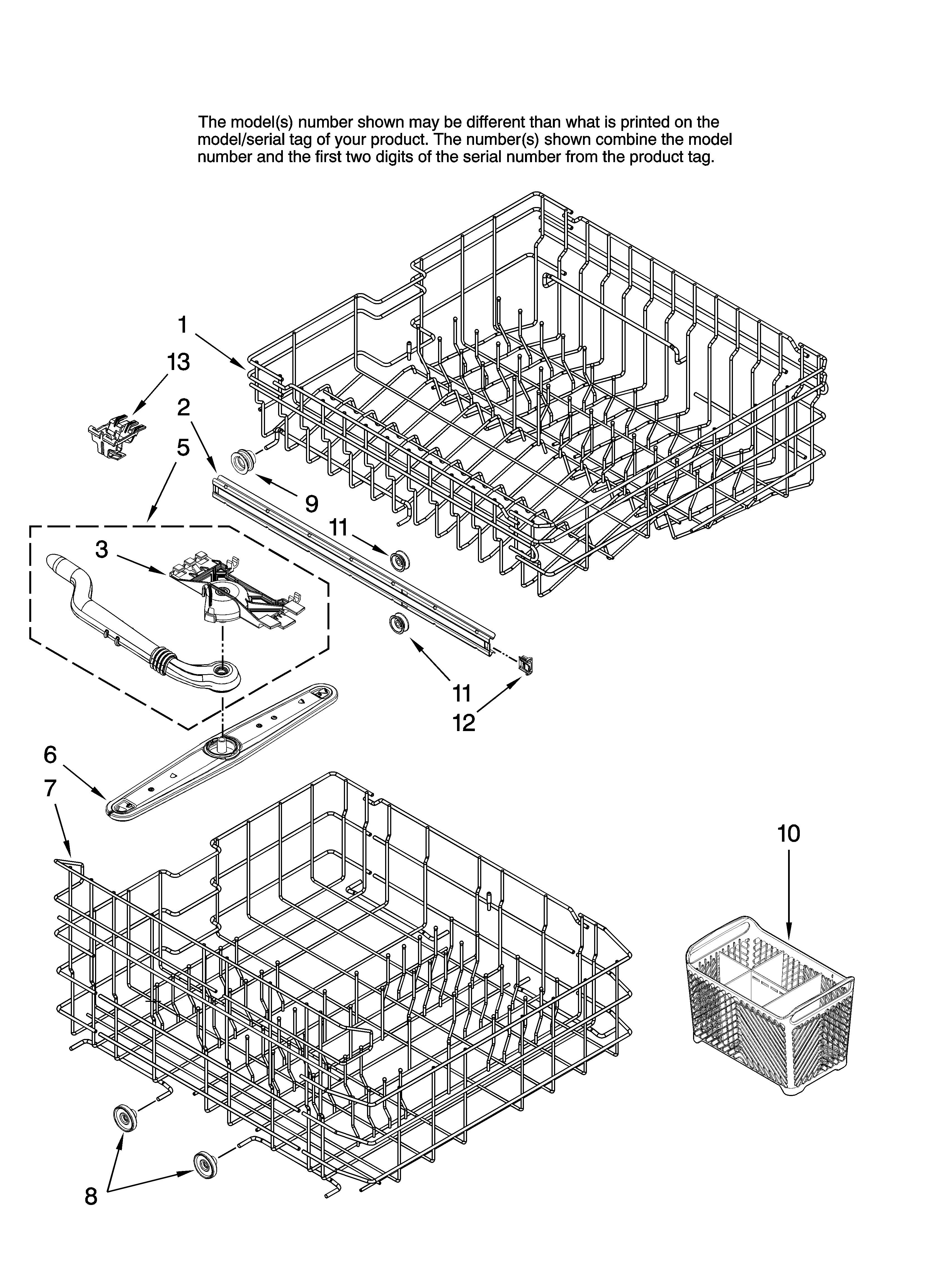 Upper and lower rack parts