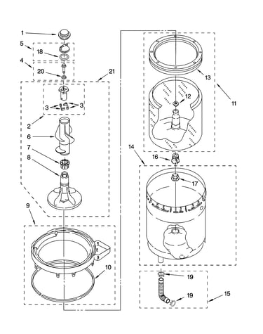 Agitator, basket and tub parts