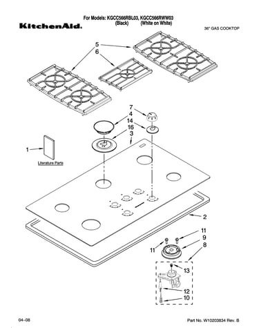 Cooktop, burner and grate parts