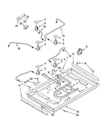 Burner box, gas valves, and switches, optional parts