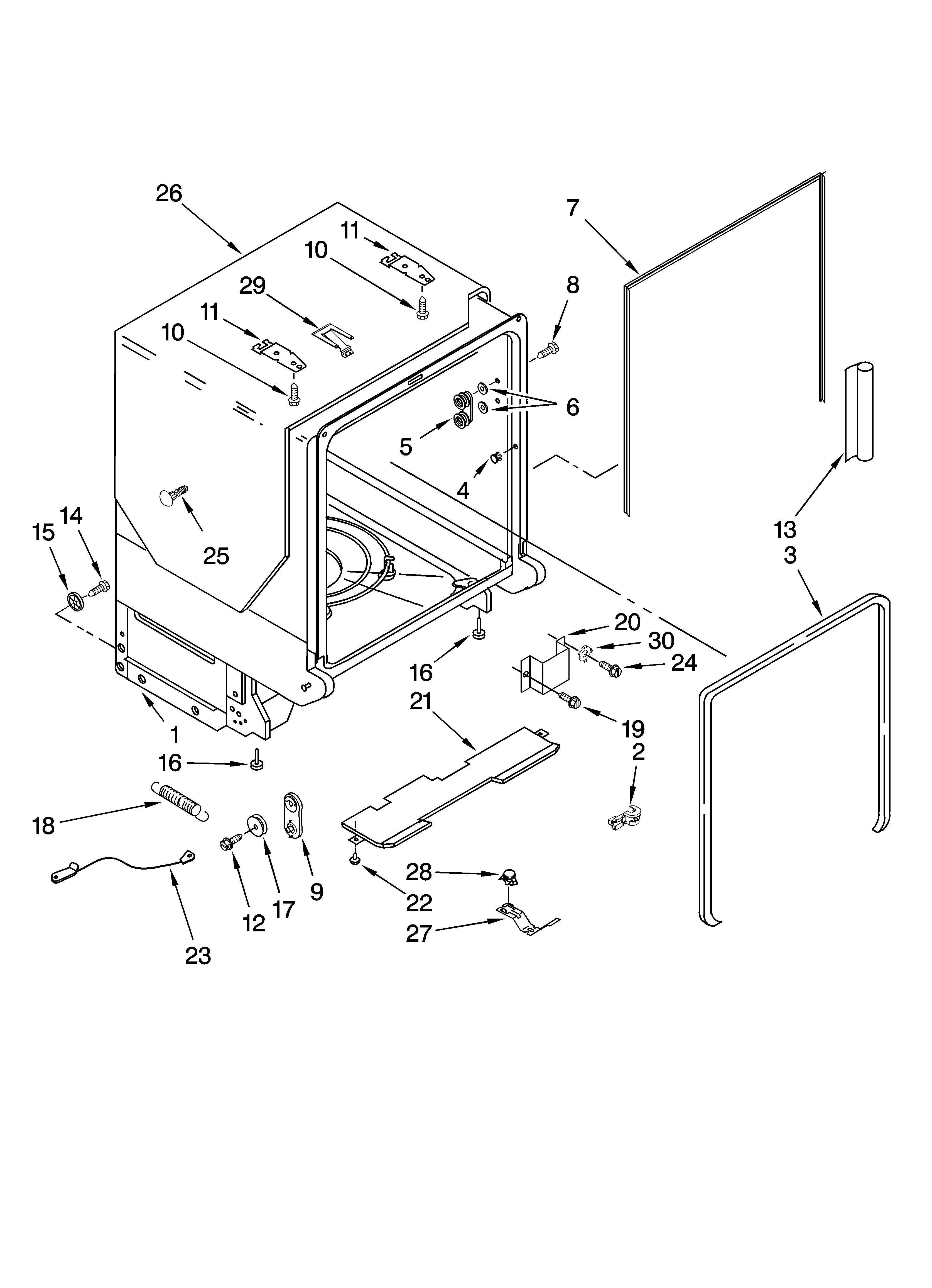 TUB AND FRAME PARTS