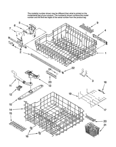 Upper and lower rack parts