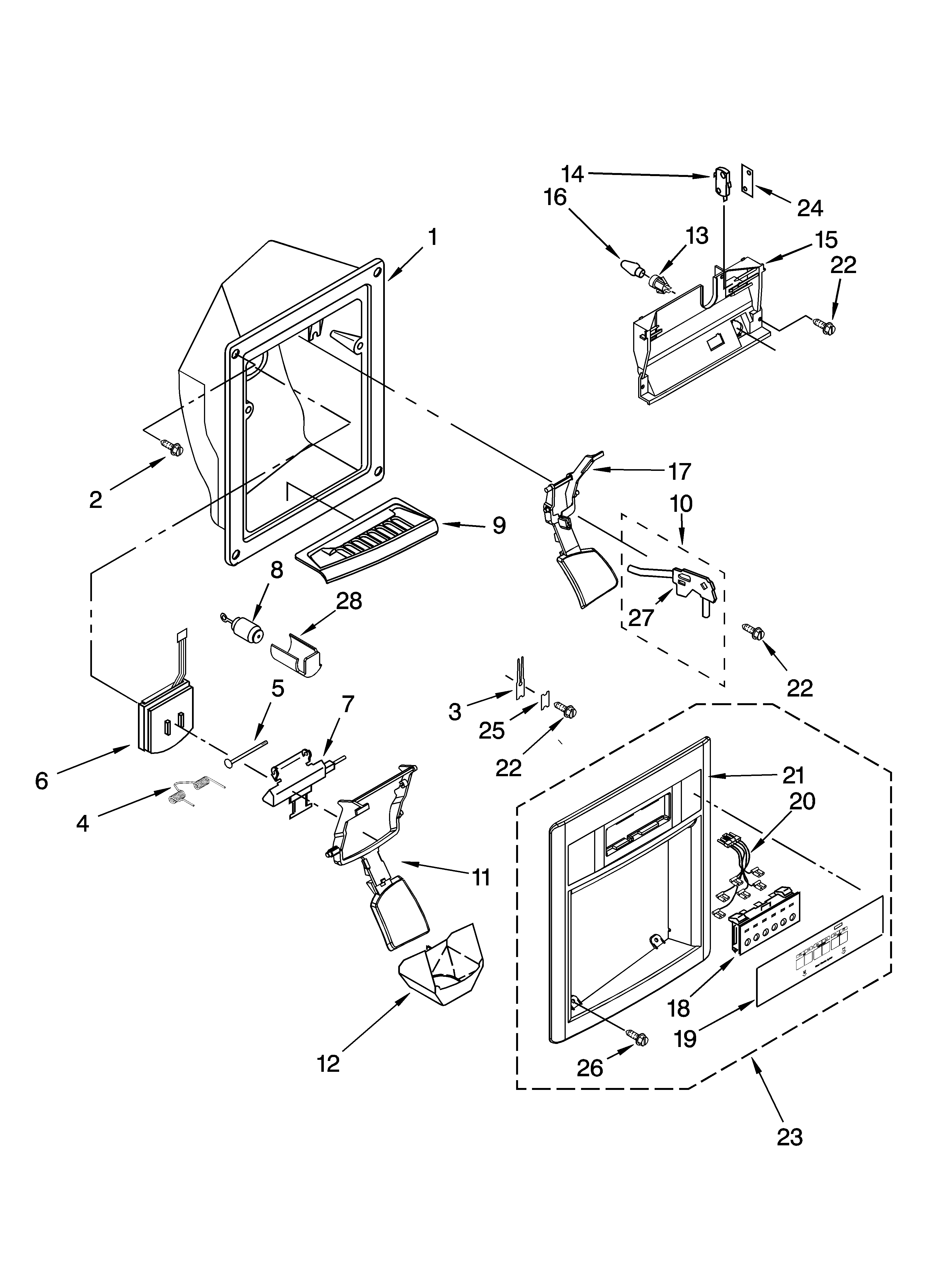 Dispenser front parts