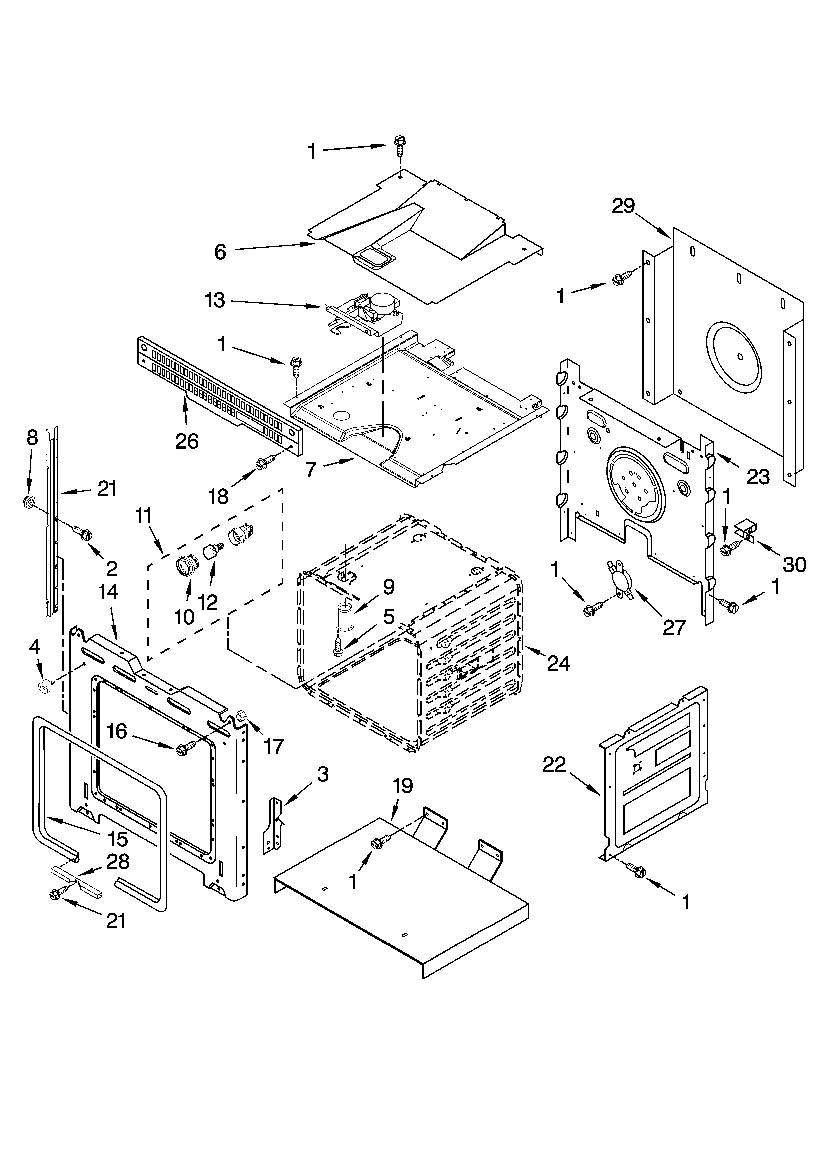 Upper oven parts