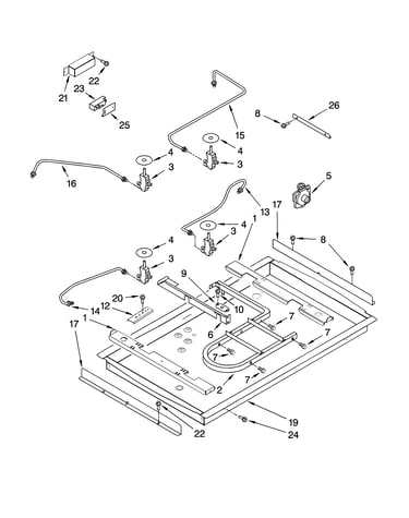 Burner box, gas valves, and switches, optional parts (