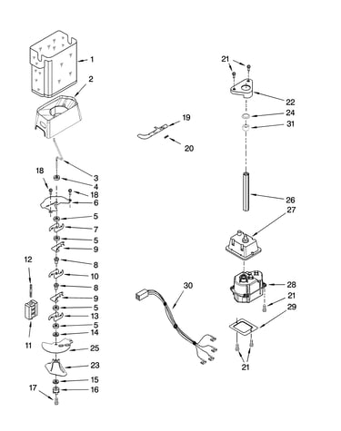 Motor and ice container parts