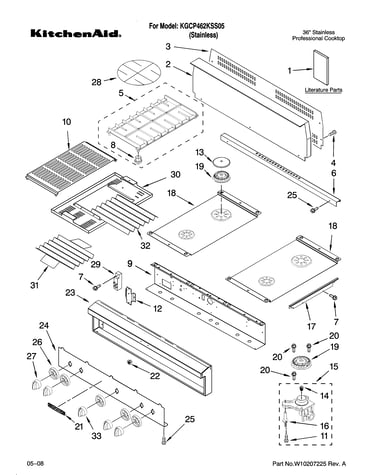 Cooktop, burner and grate parts