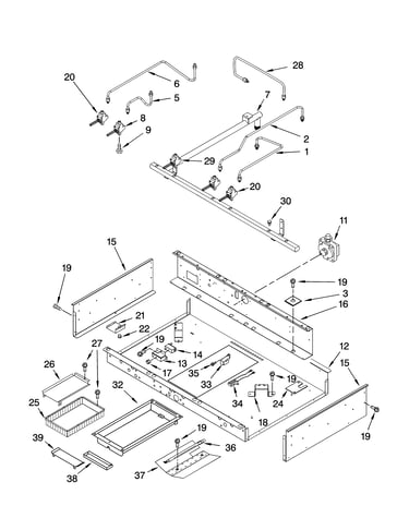 Burner box, gas valves, and switches, optional parts