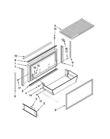 Freezer door and basket parts