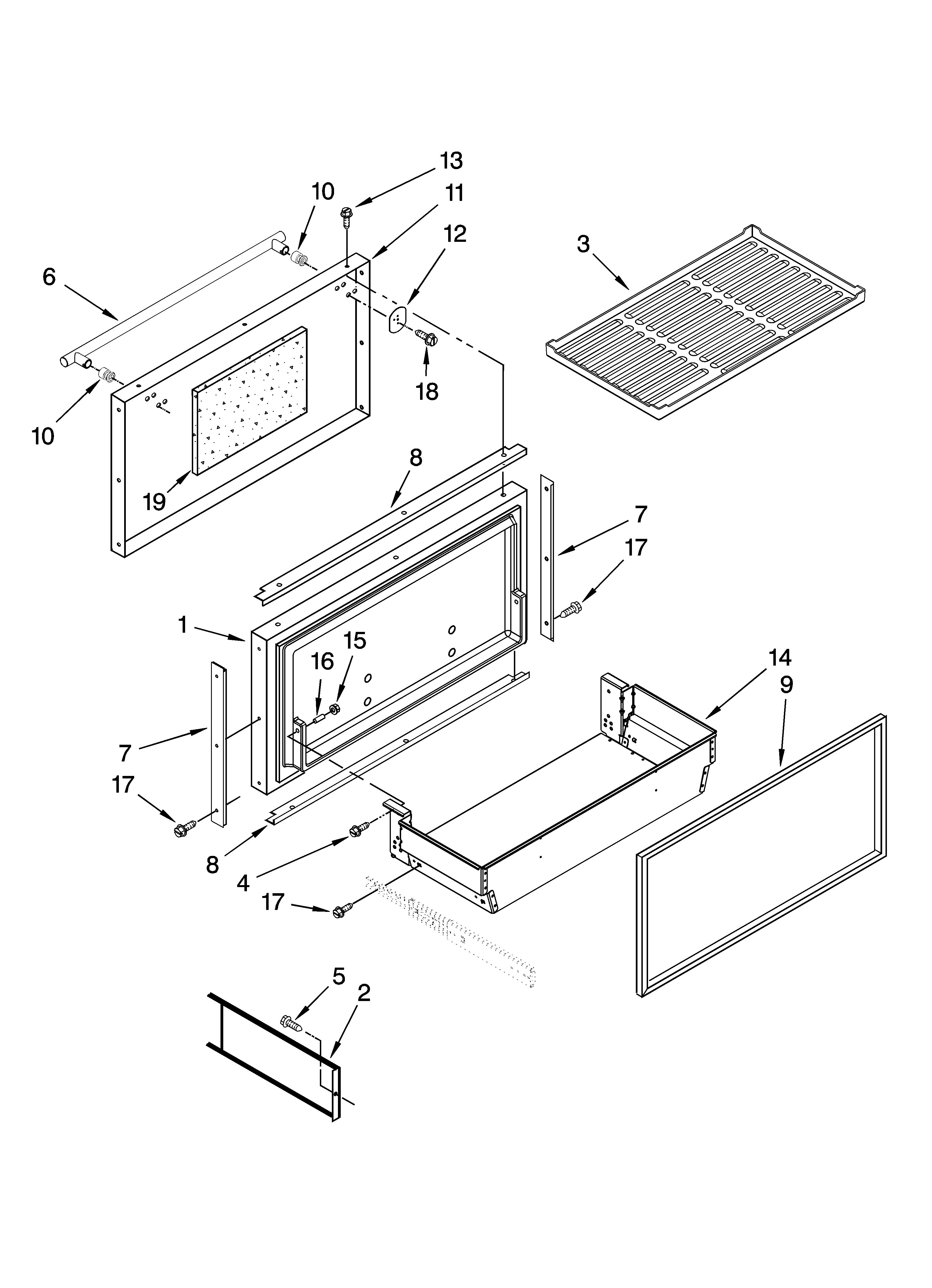 Freezer door and basket parts