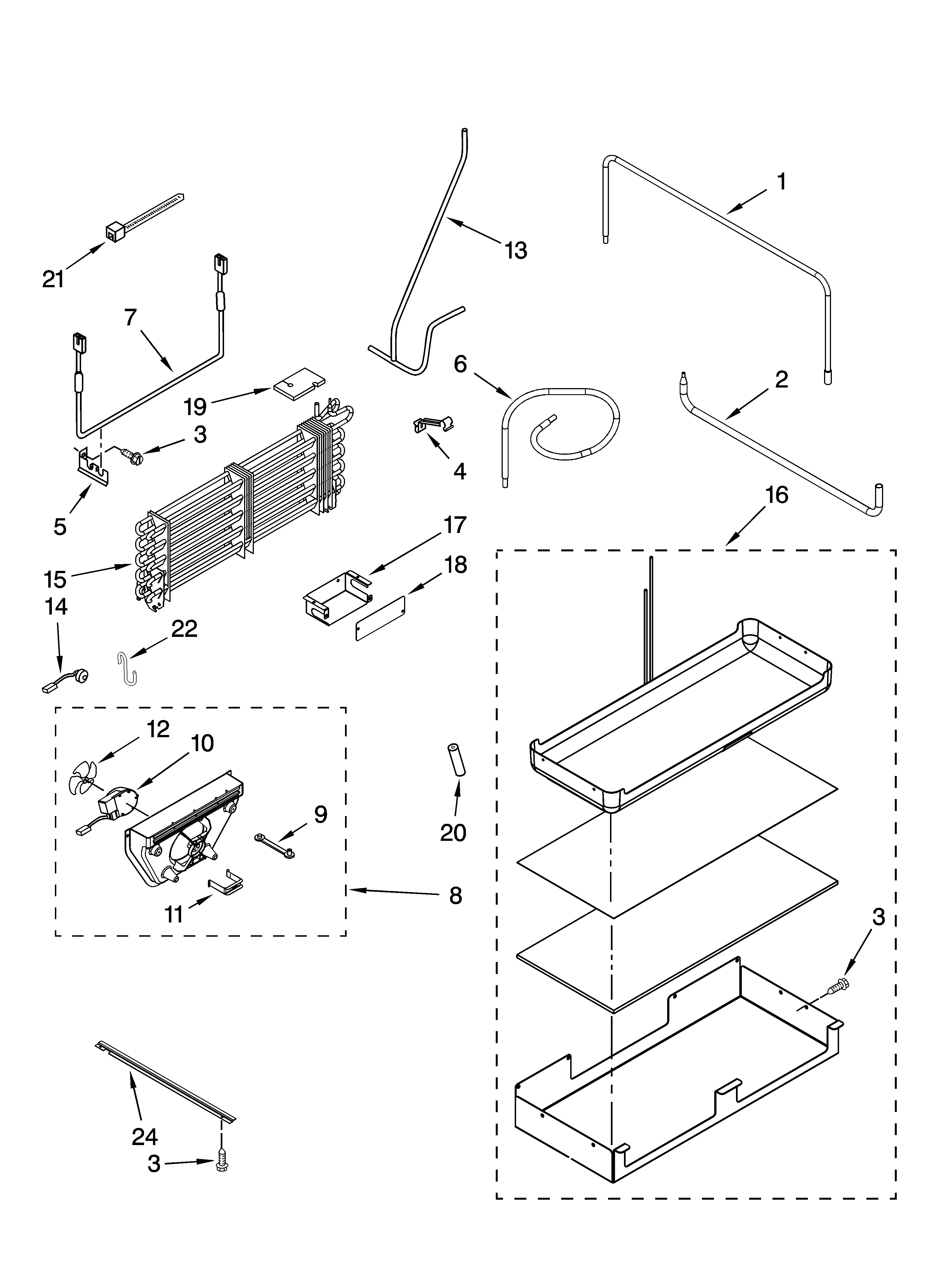 Lower unit and tube parts