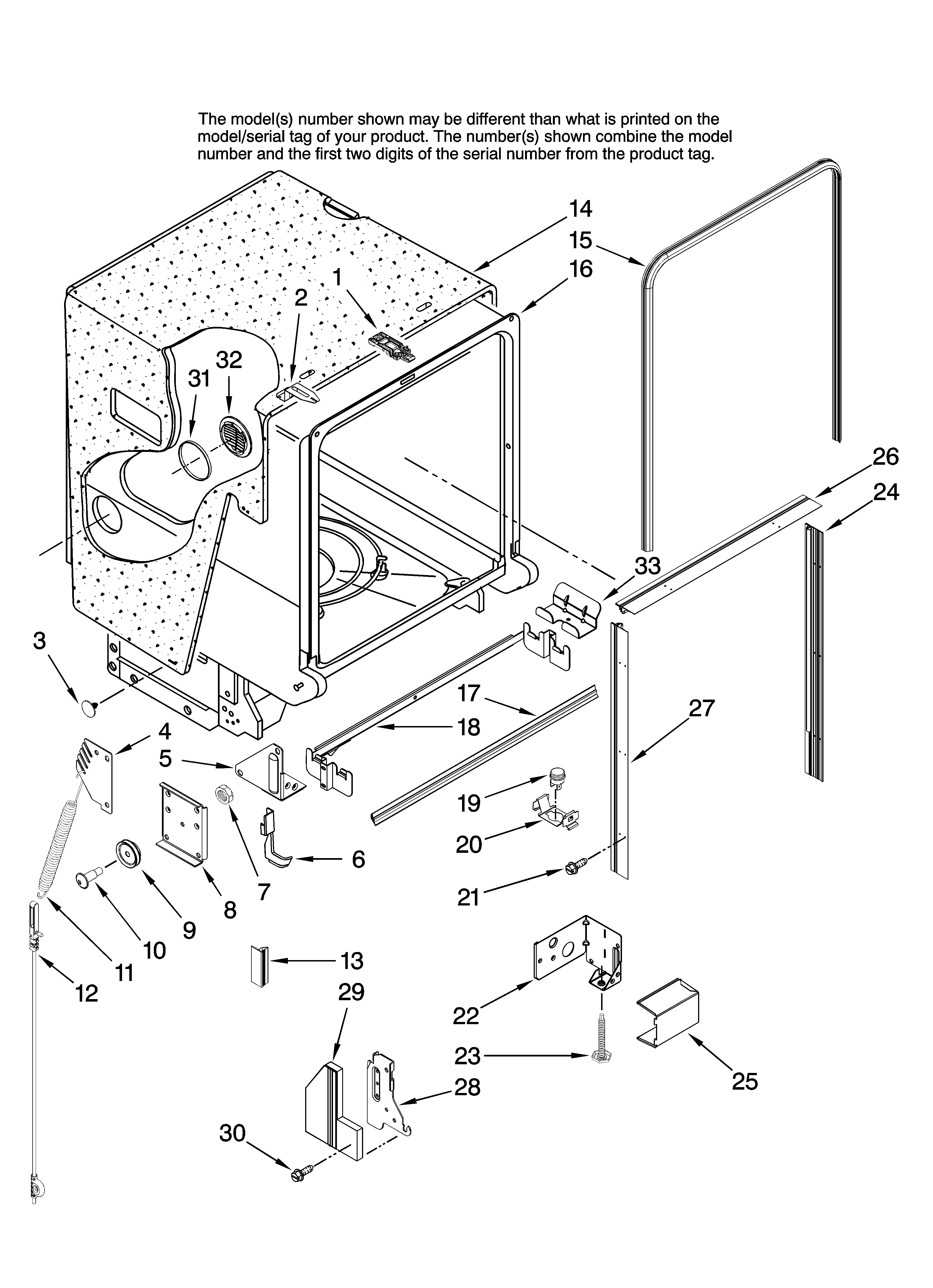 Tub and frame parts