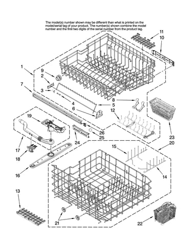 Upper and lower rack parts