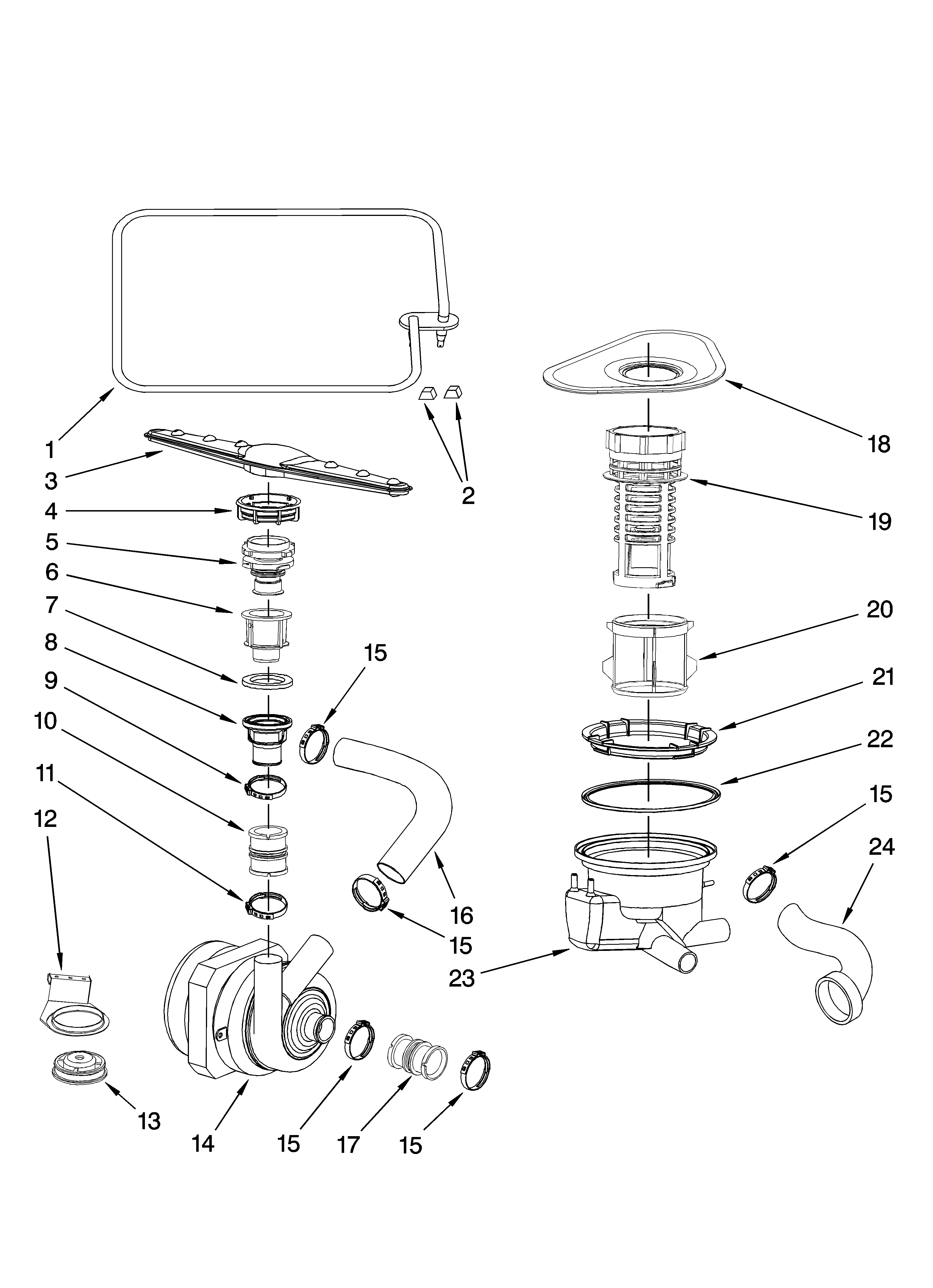 Pump and sprayarm parts