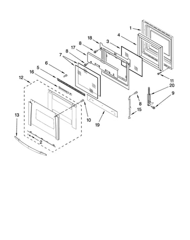 Oven door parts