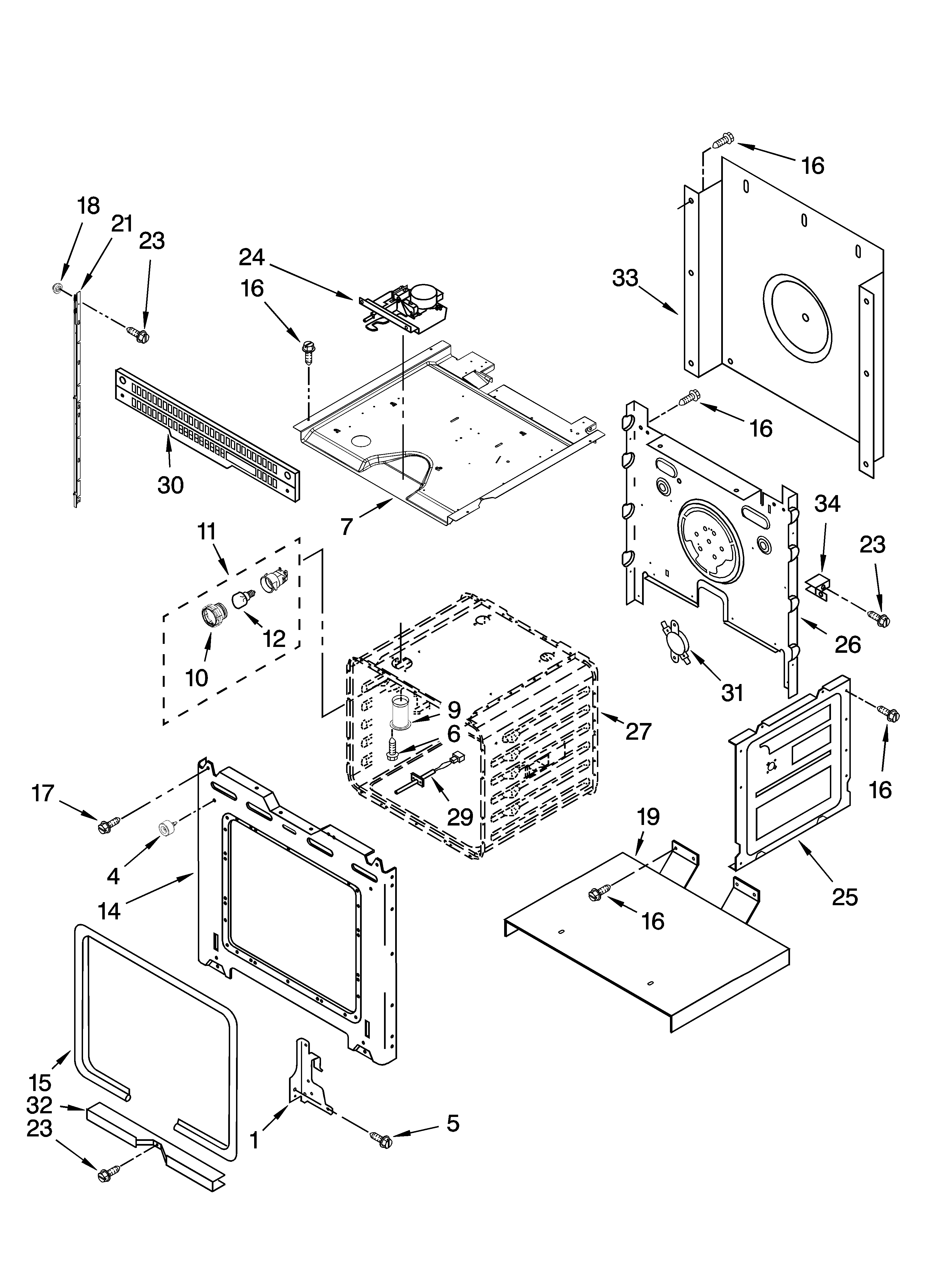 Upper oven parts