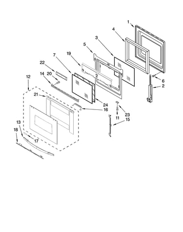 Upper oven door parts