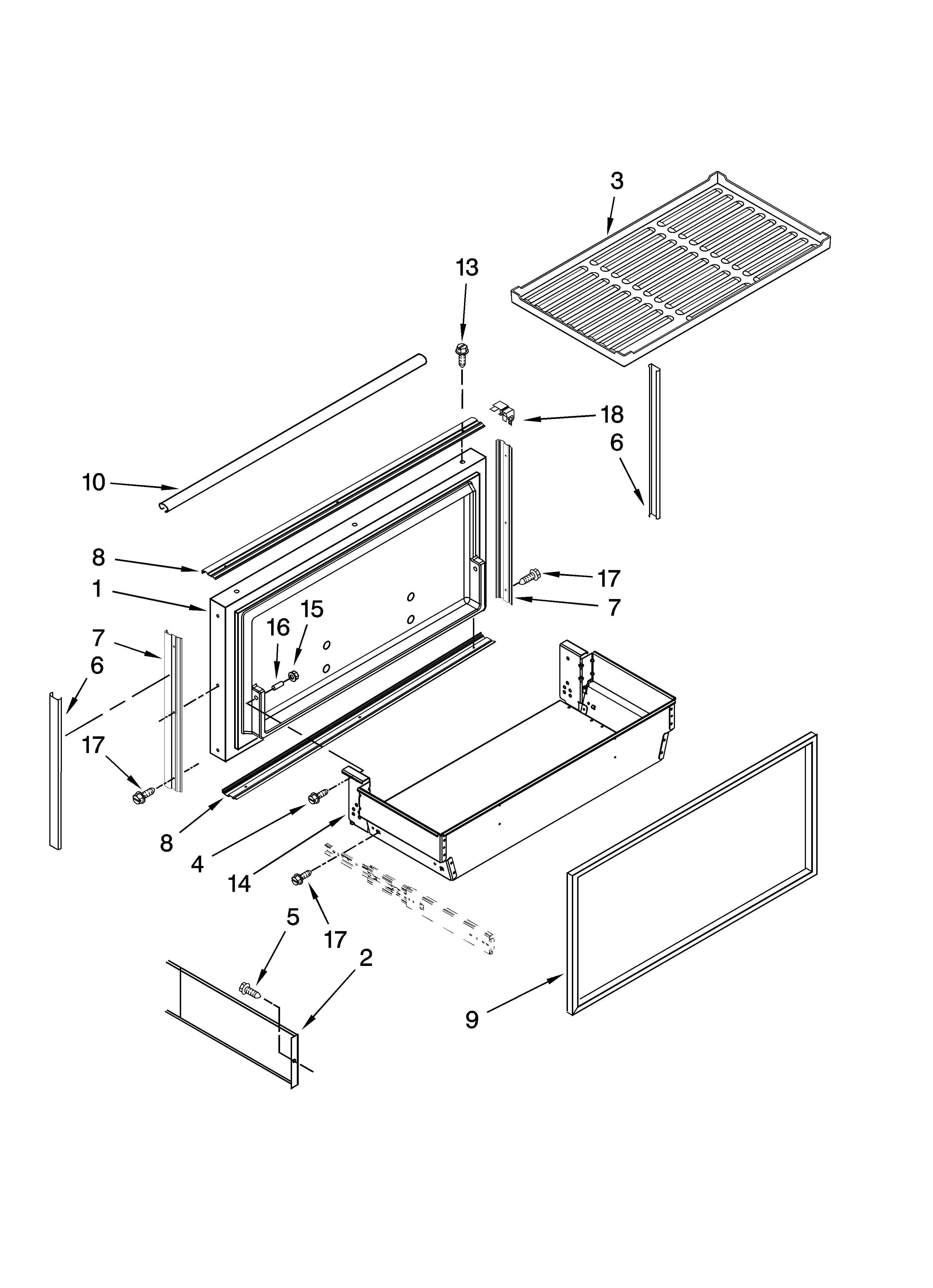 Freezer door and basket parts