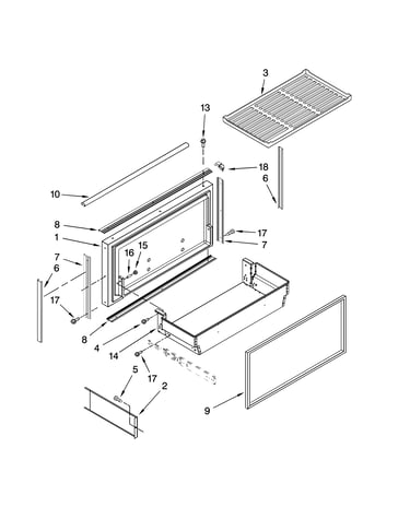 Freezer door and basket parts