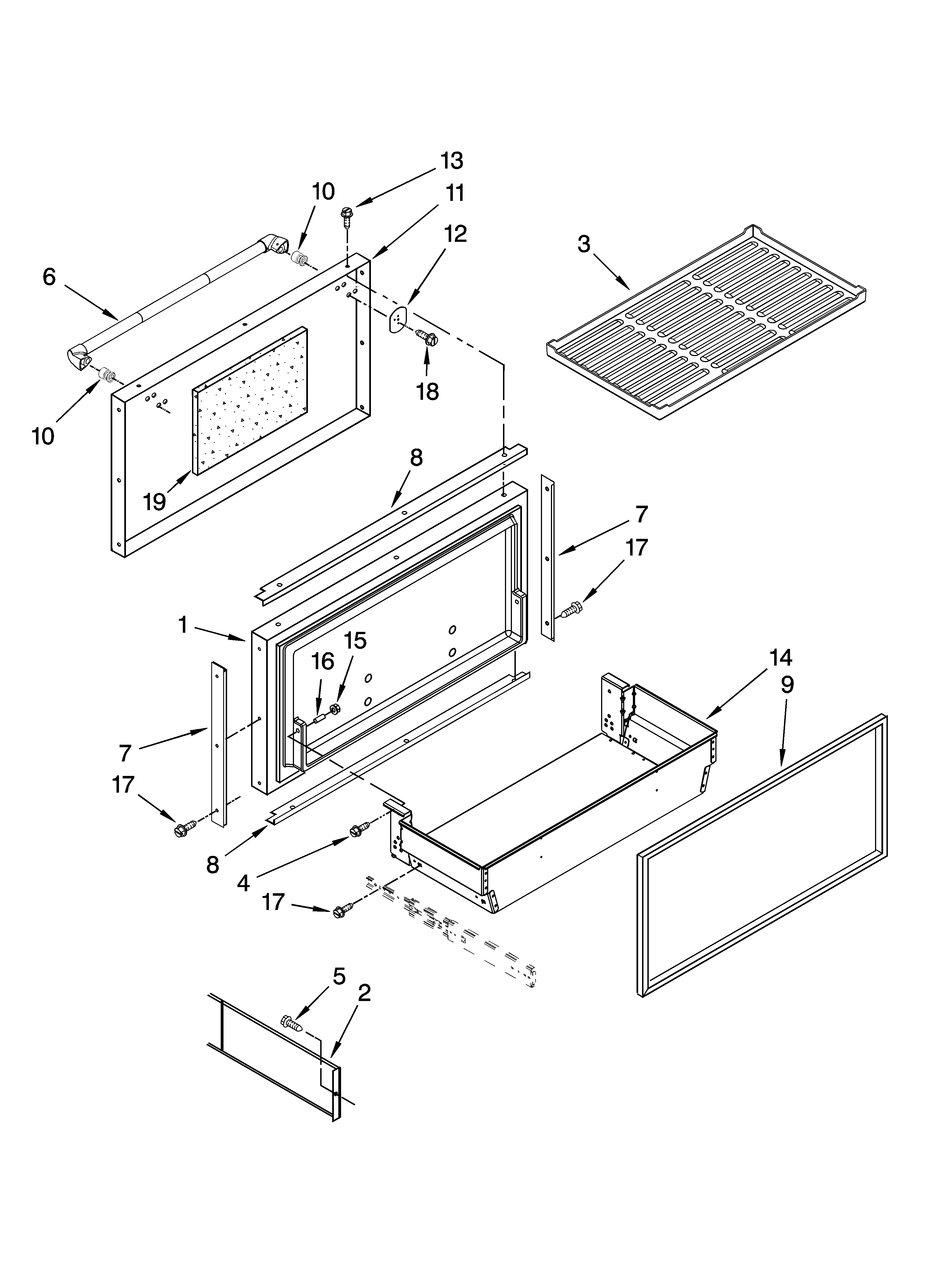 Freezer door and basket parts