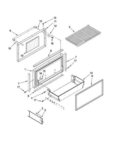 Freezer door and basket parts
