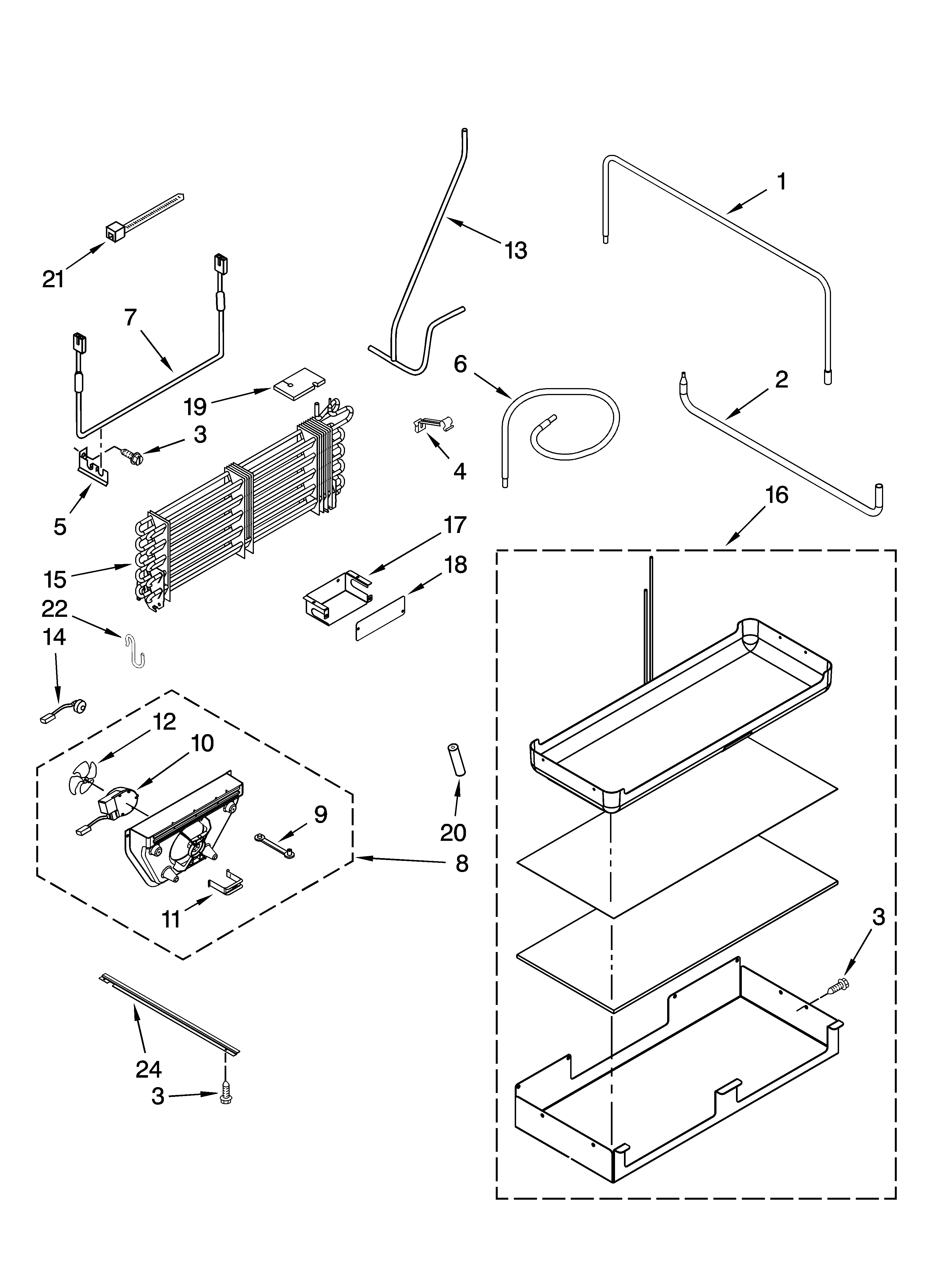 Lower unit and tube parts