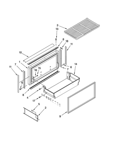 Freezer door and basket parts