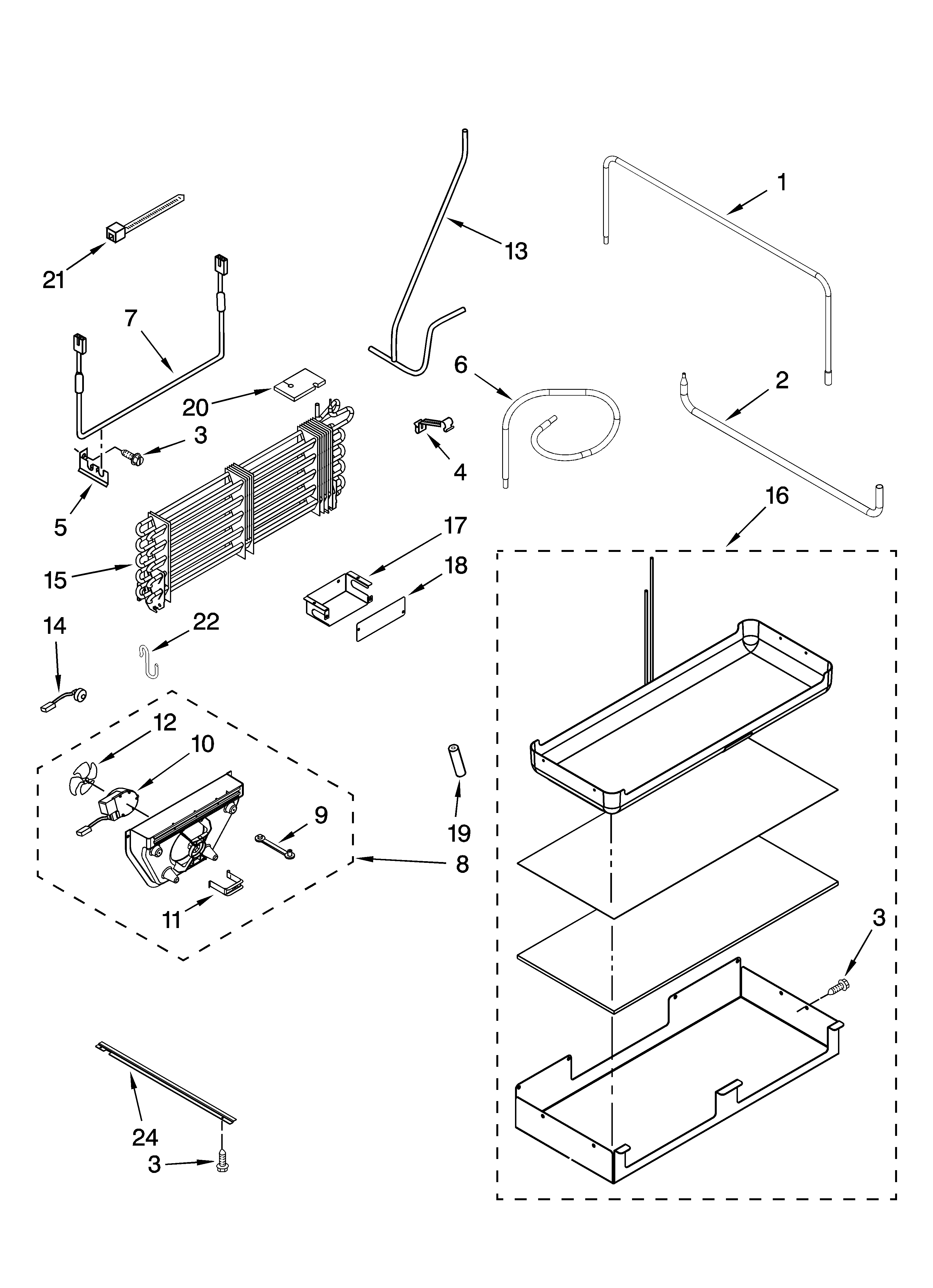 Lower unit and tube parts