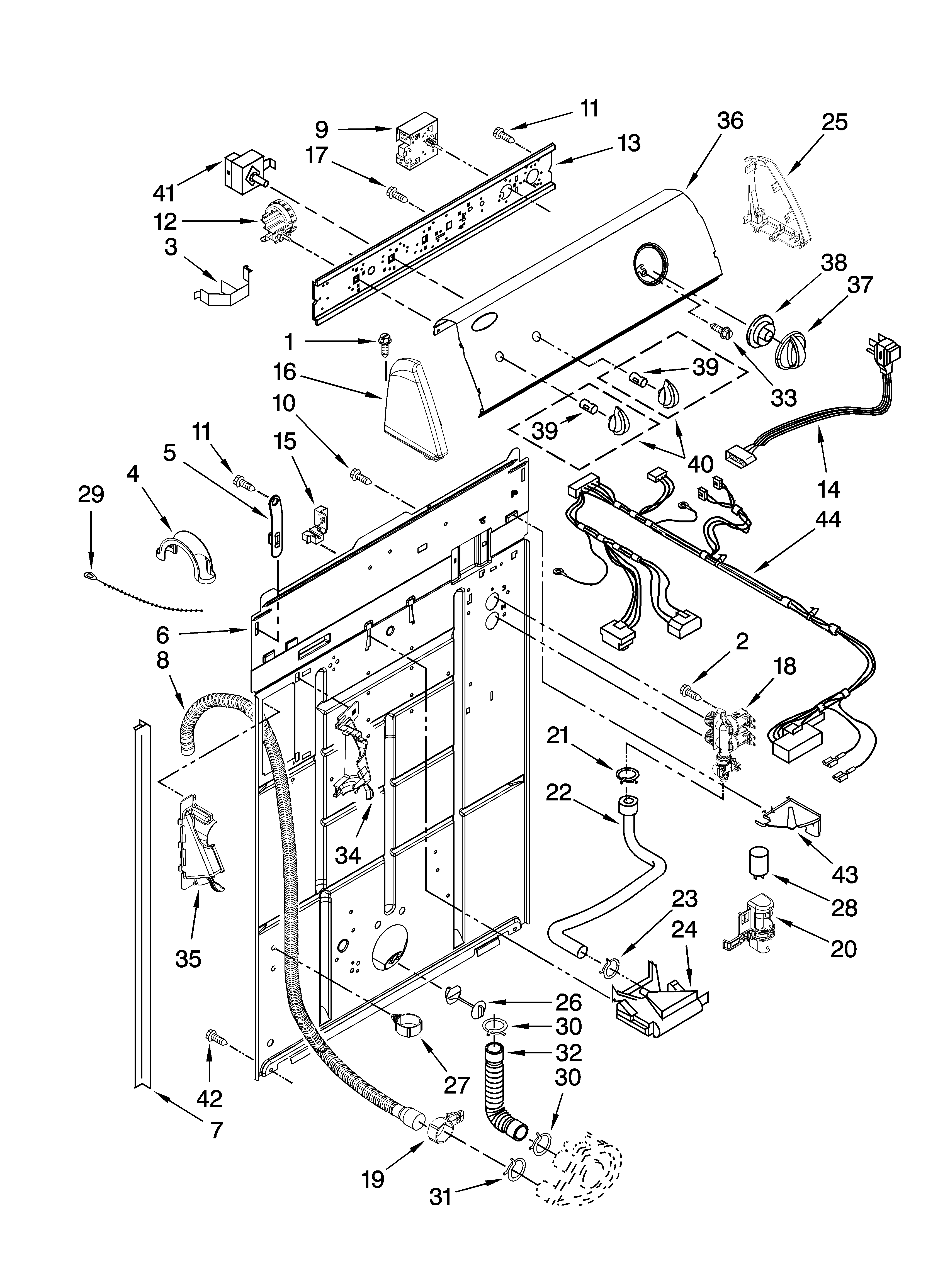 Controls and rear panel parts