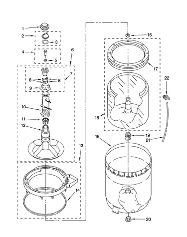 Agitator, basket and tub parts