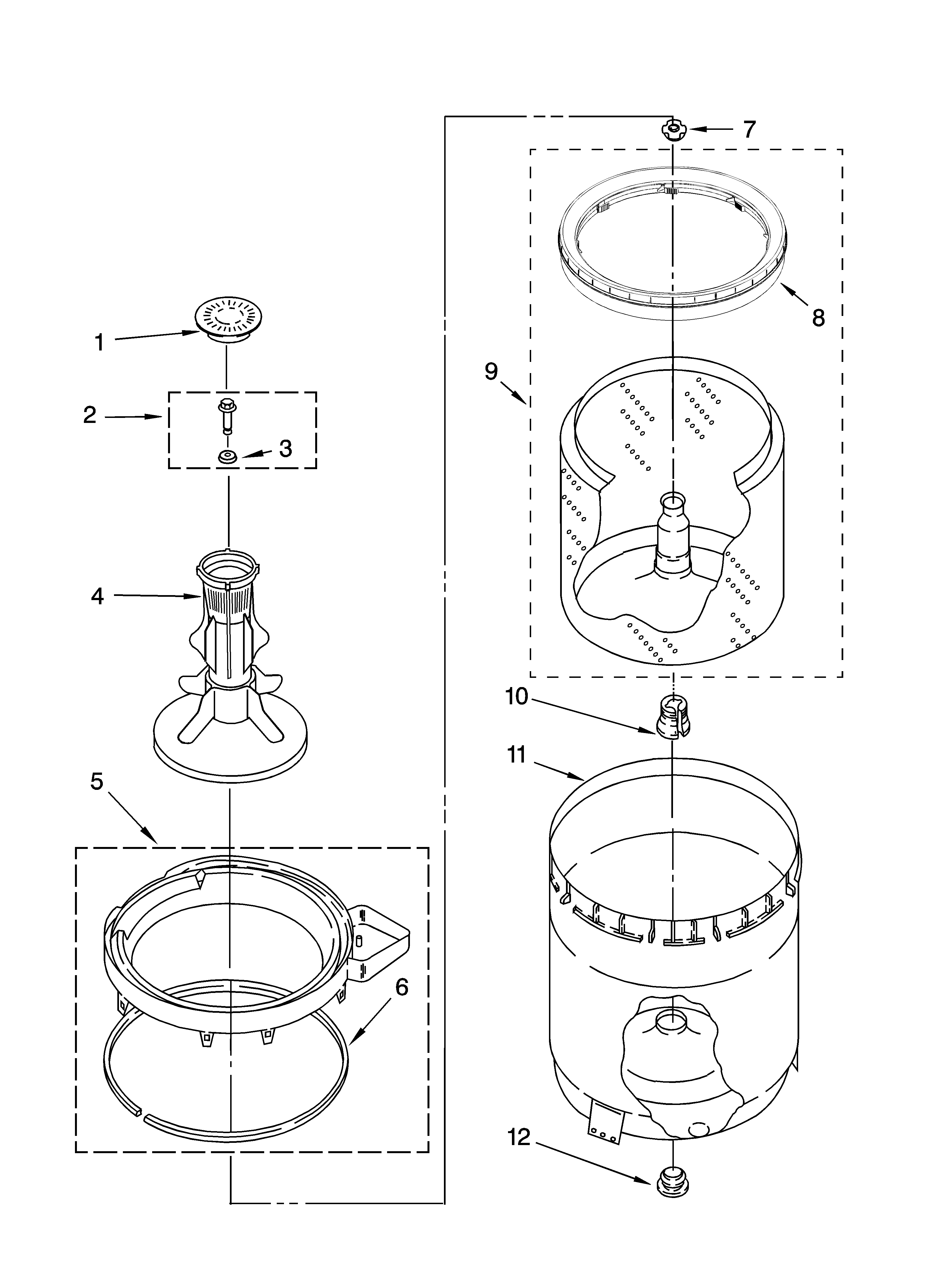 Agitator, basket and tub parts