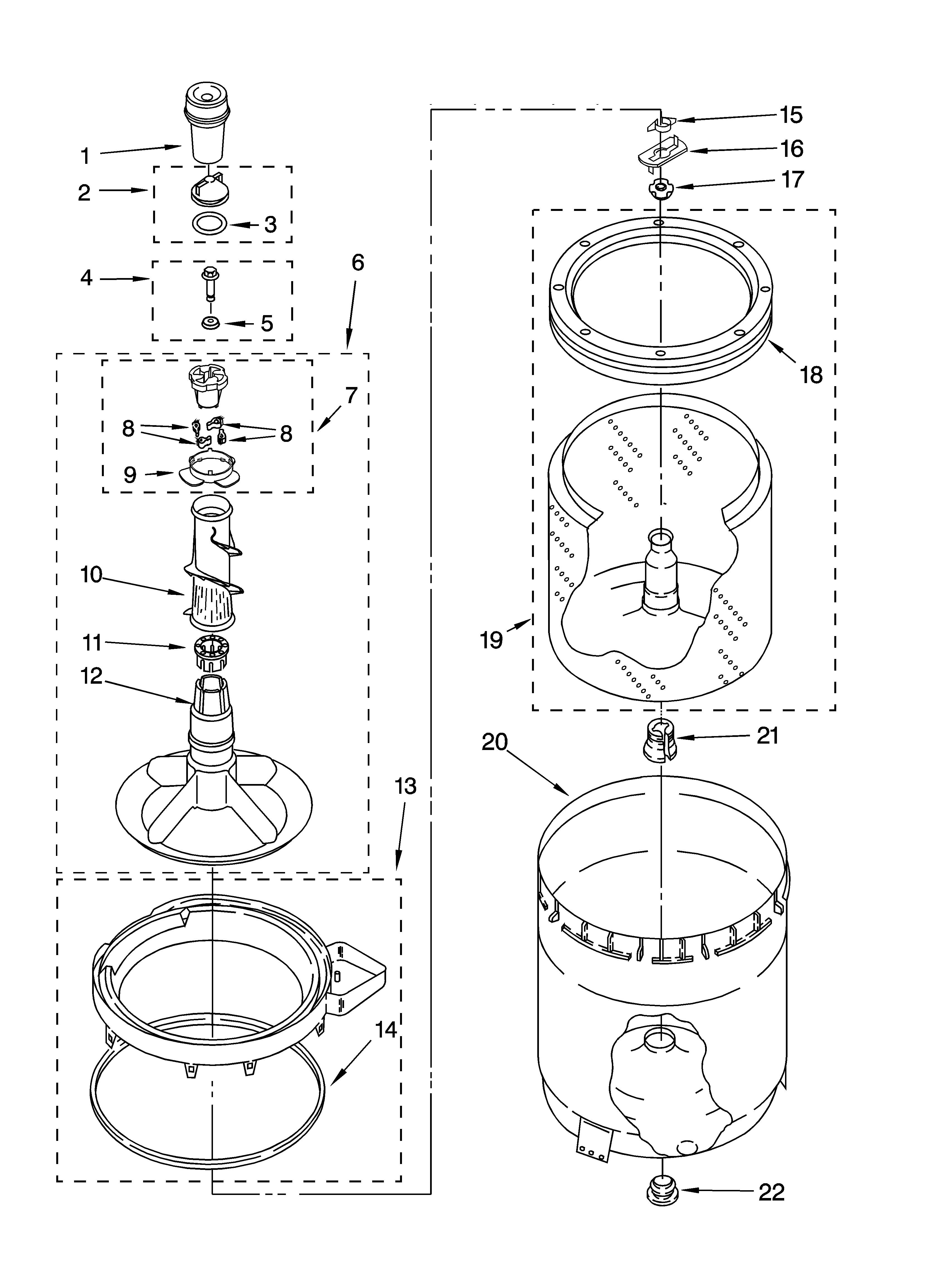 Agitator, basket and tub parts