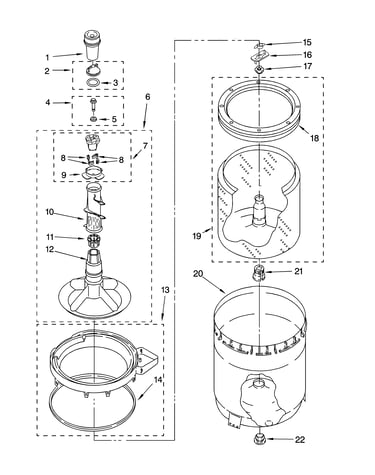 Agitator, basket and tub parts