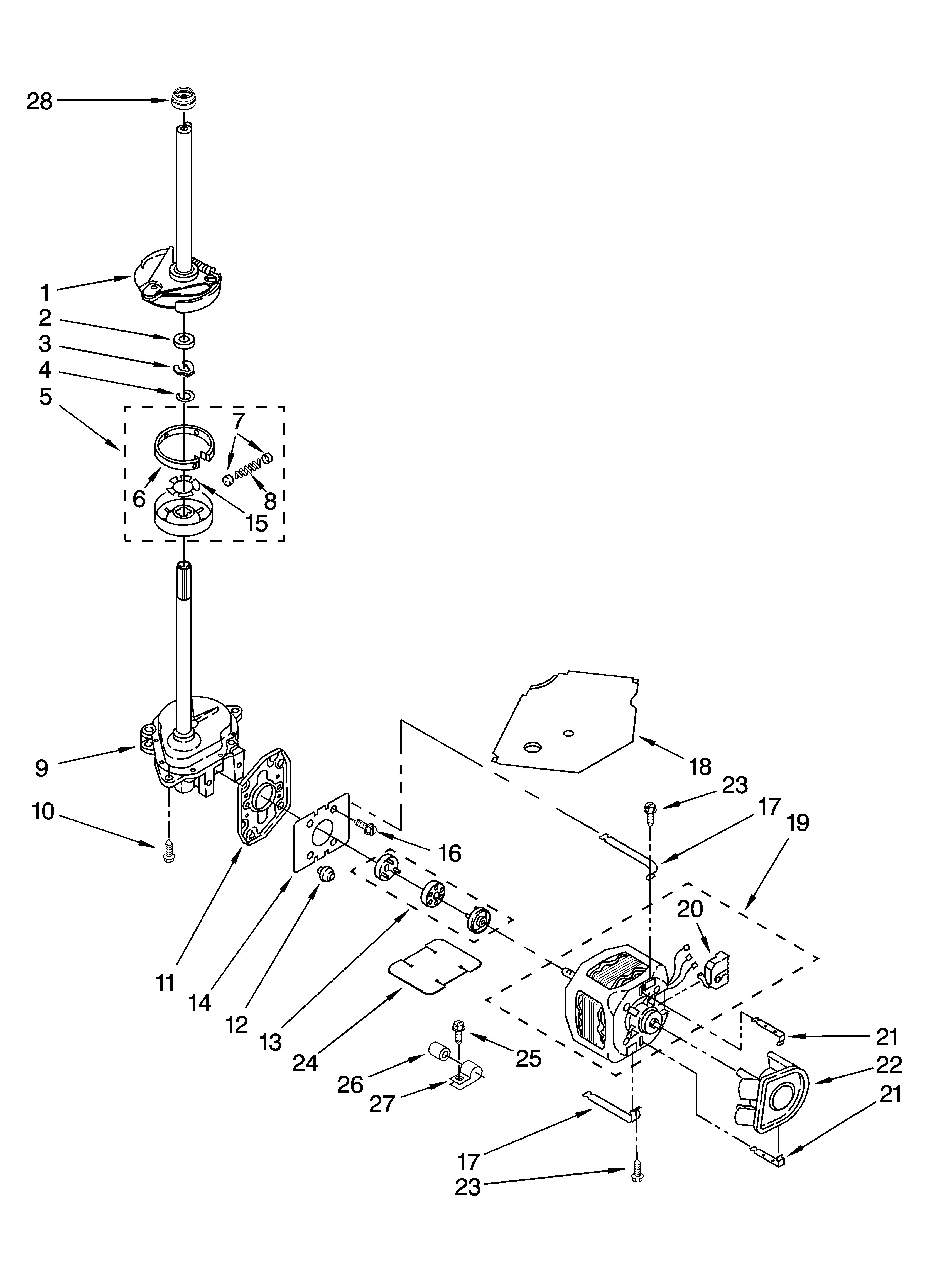 Brake, clutch, gearcase, motor and pump parts