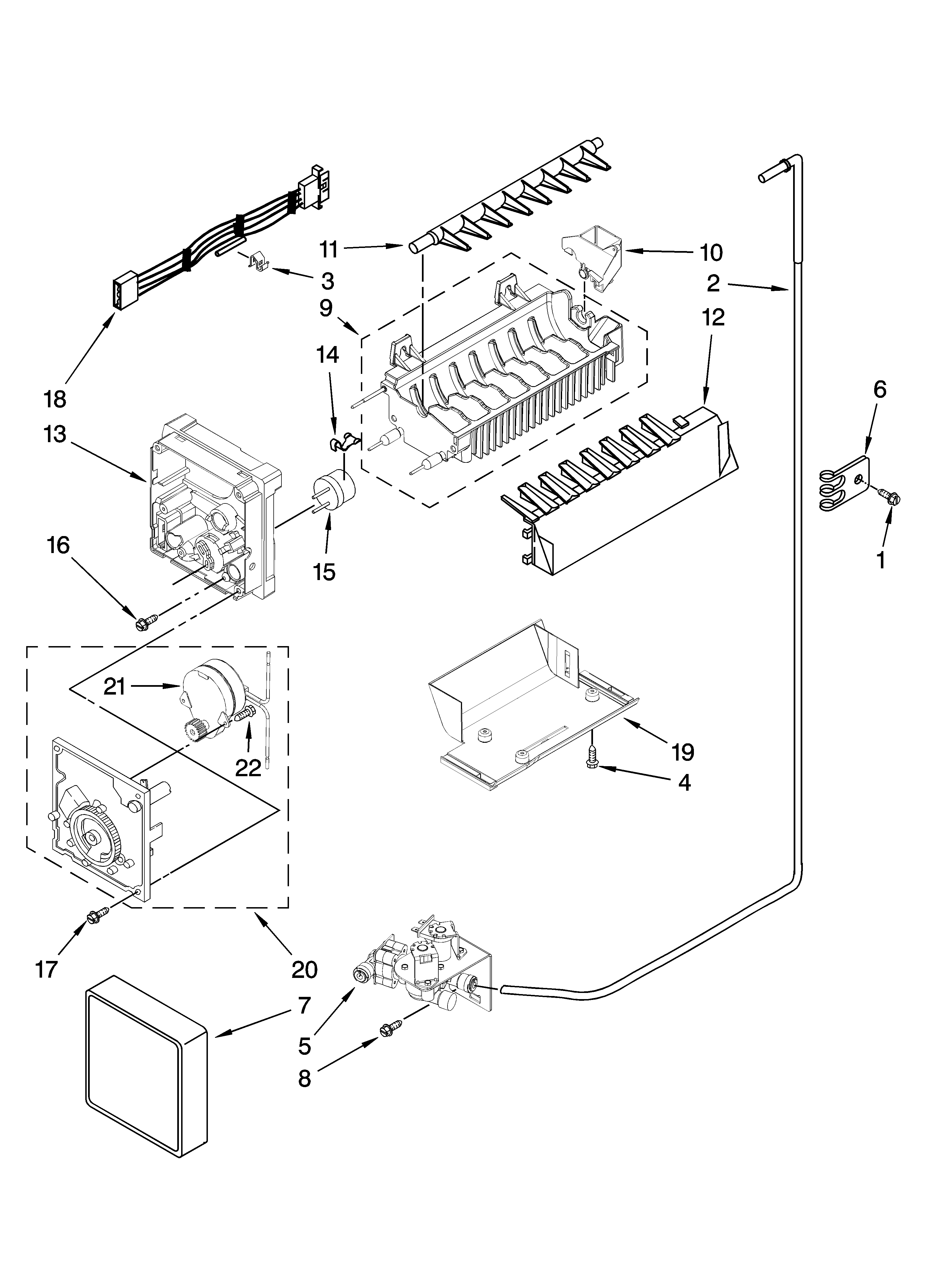 Icemaker parts, optional parts (not included)