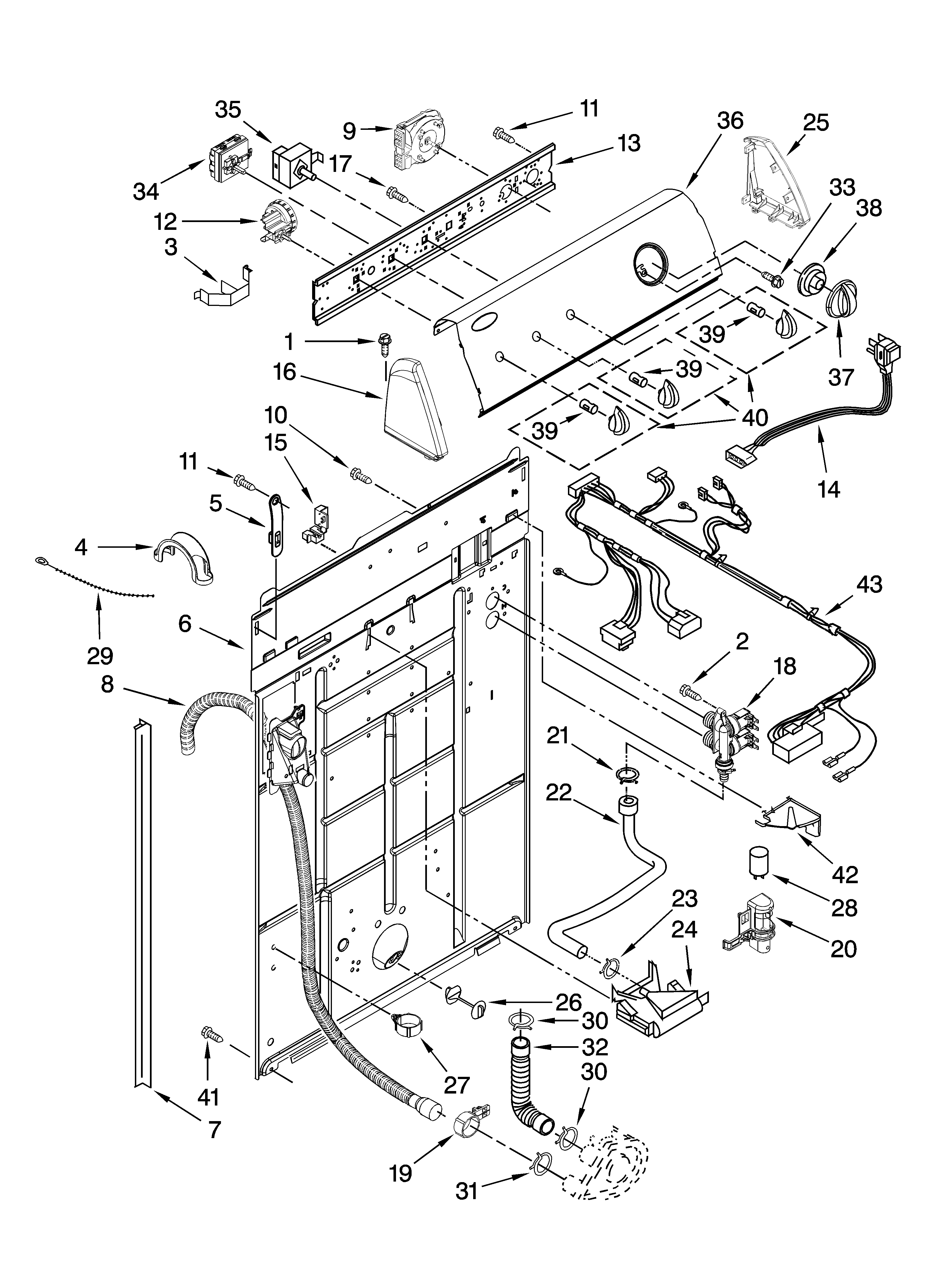 Controls and rear panel parts