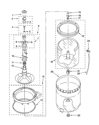 Agitator, basket and tub parts