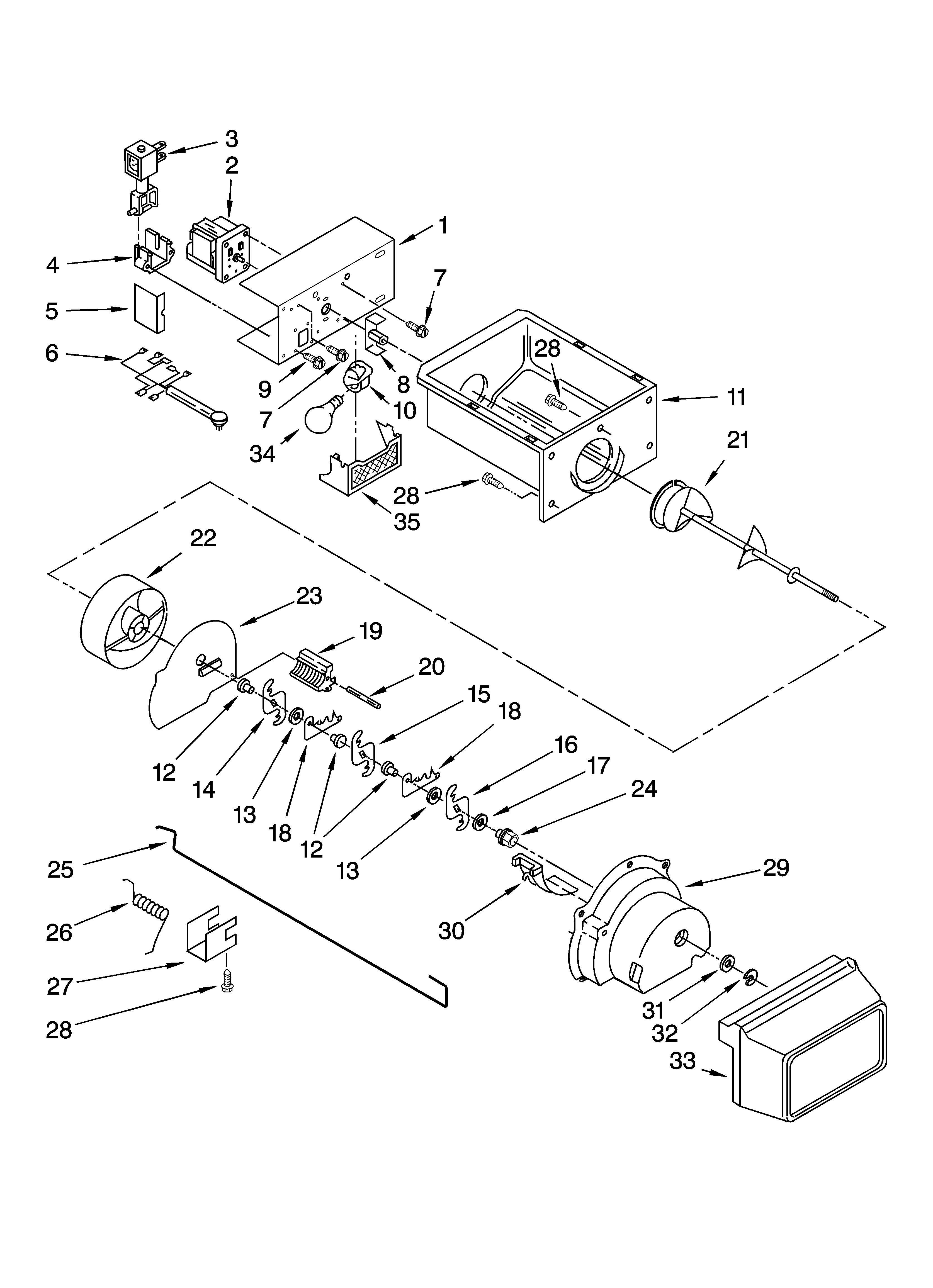 Motor and ice container parts