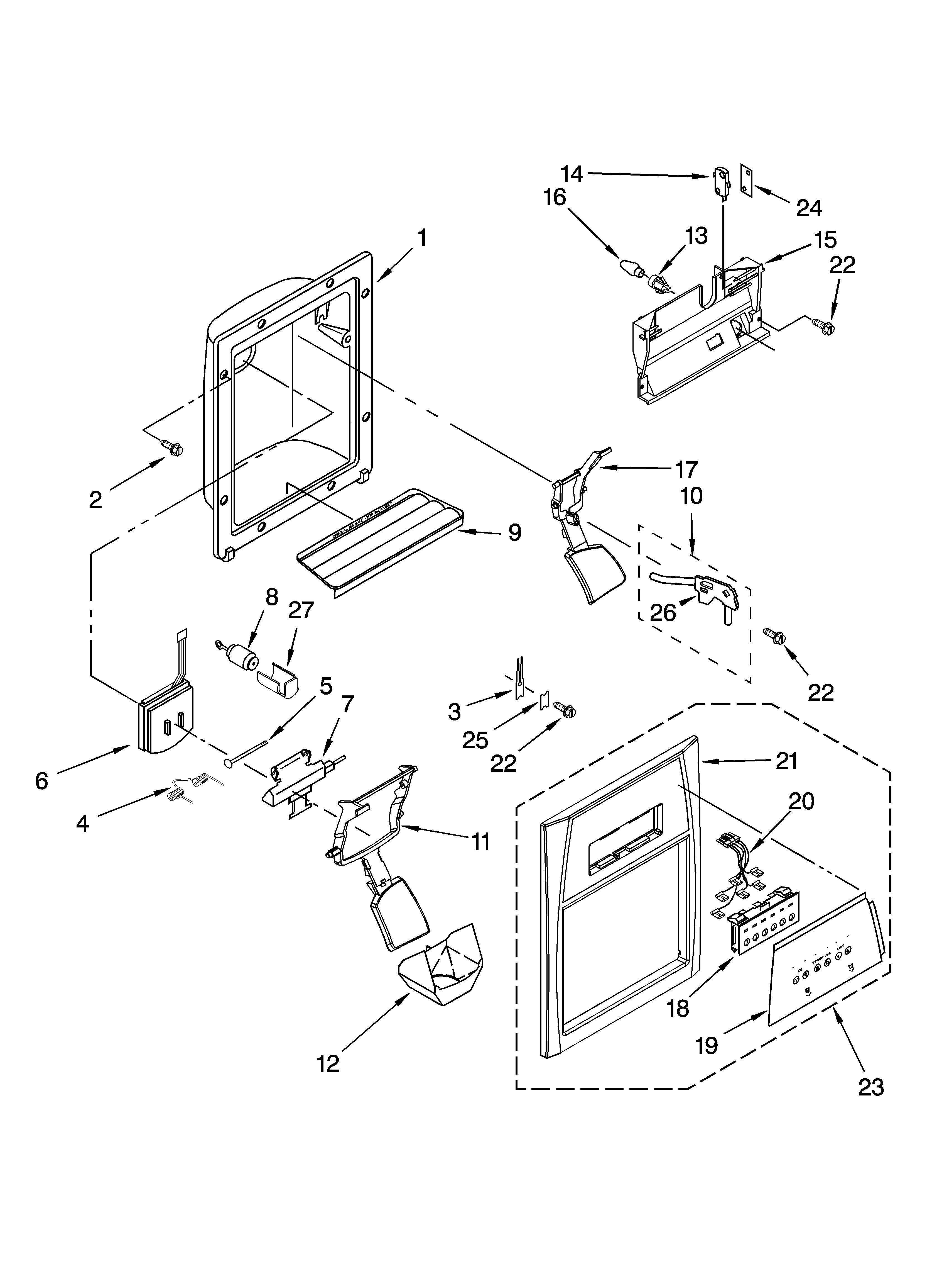 Dispenser front parts