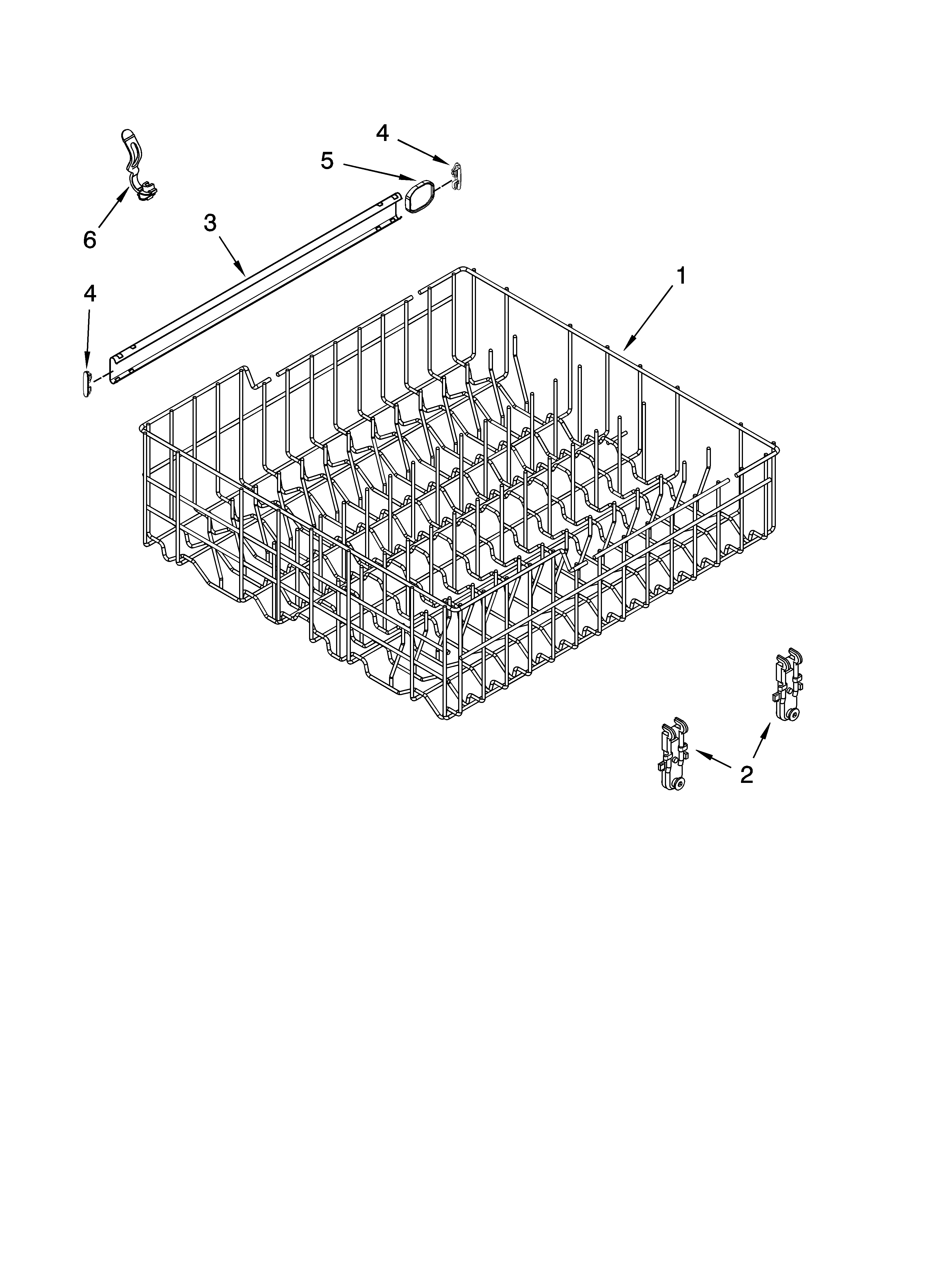 Upper rack and track parts