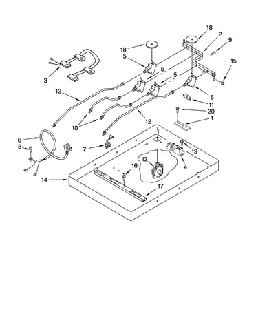 Burner box, gas valves, and switches